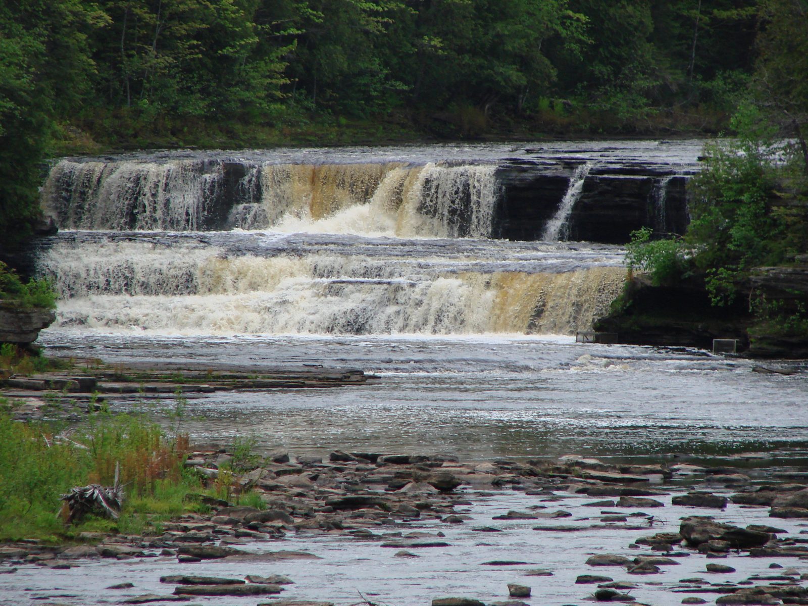 Tahquamenon Falls rushing over the rocks