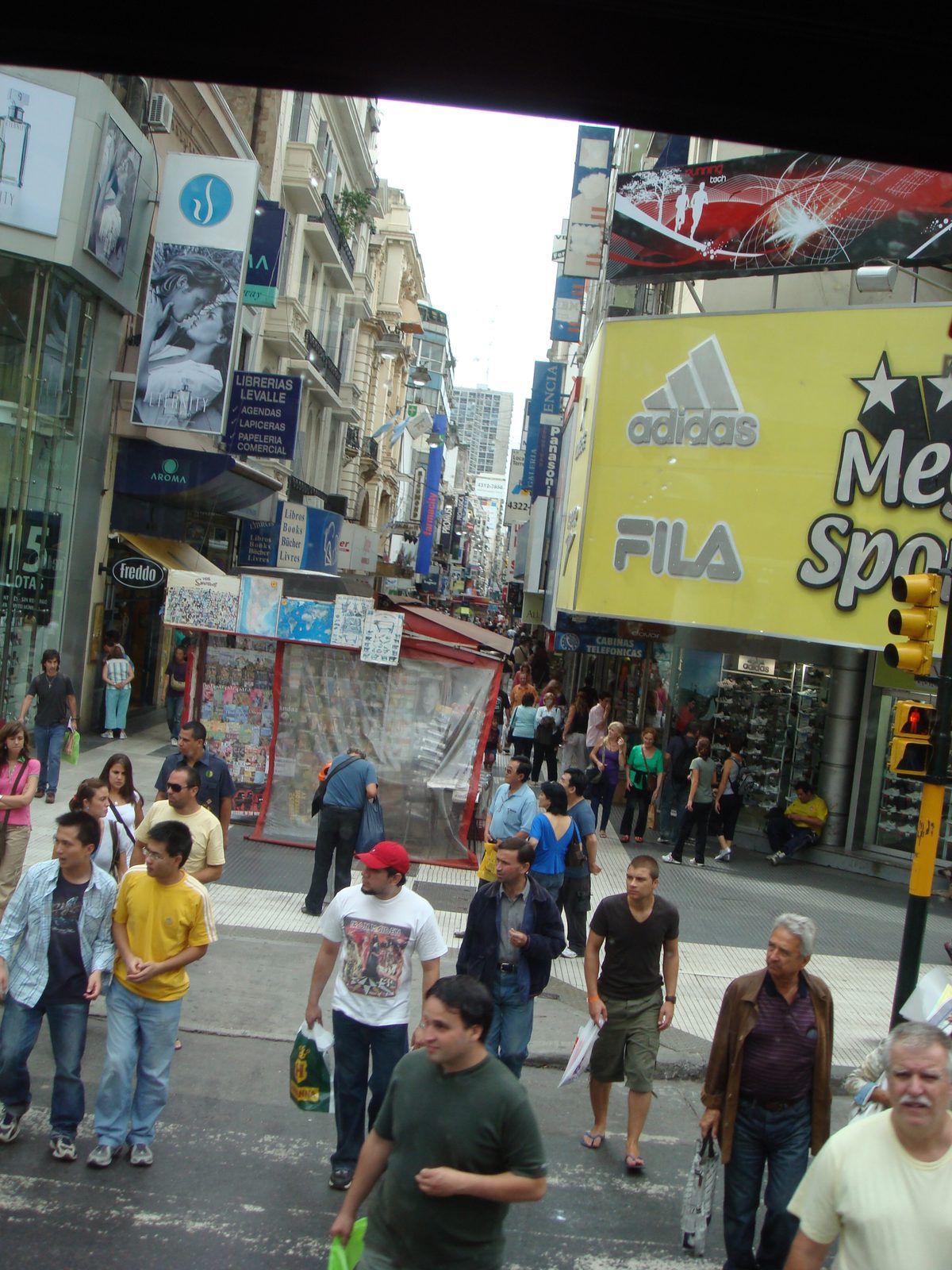 The shopping street and billboards around the Obelisco
