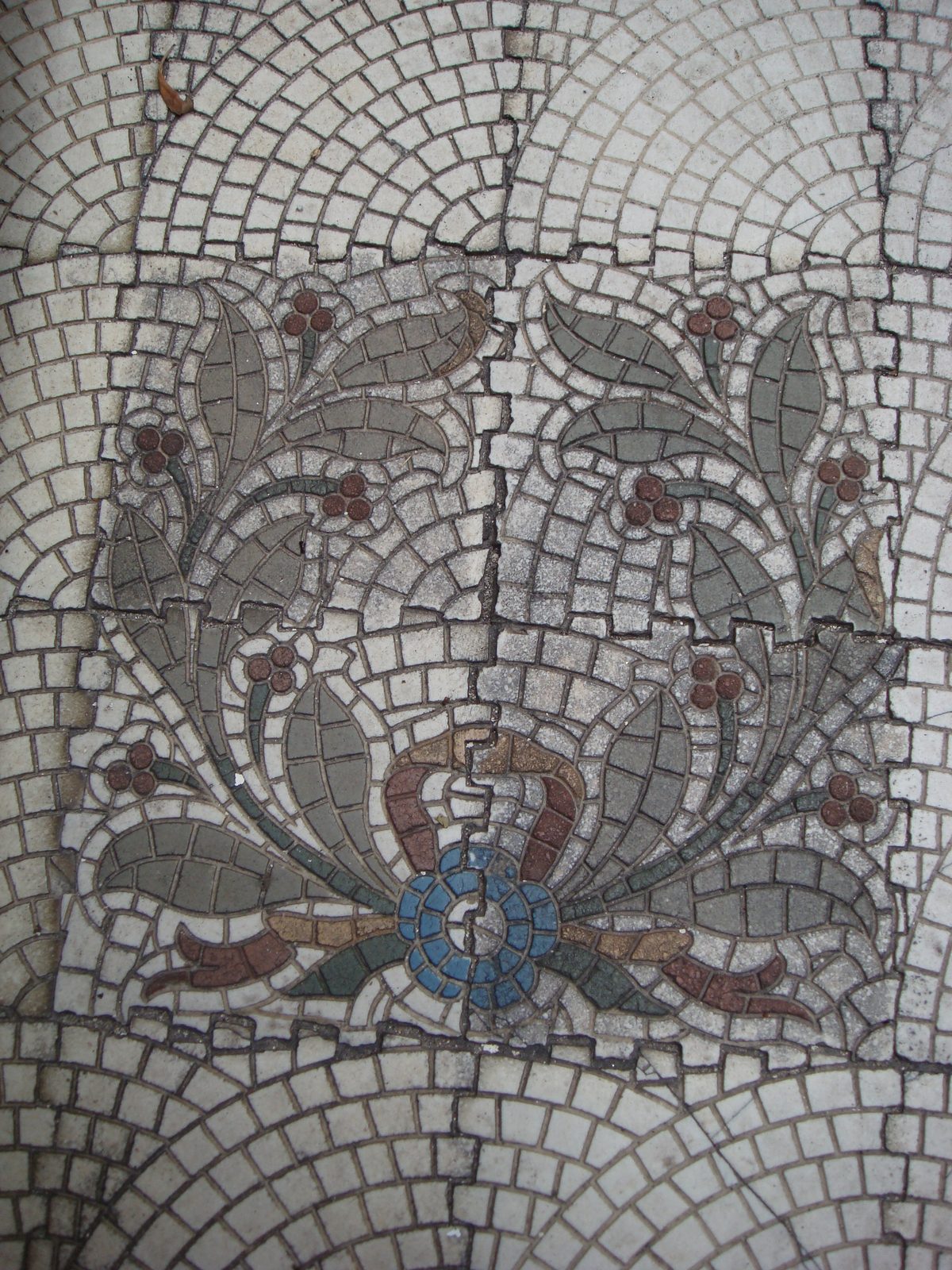 A mosaic tile pattern at the church