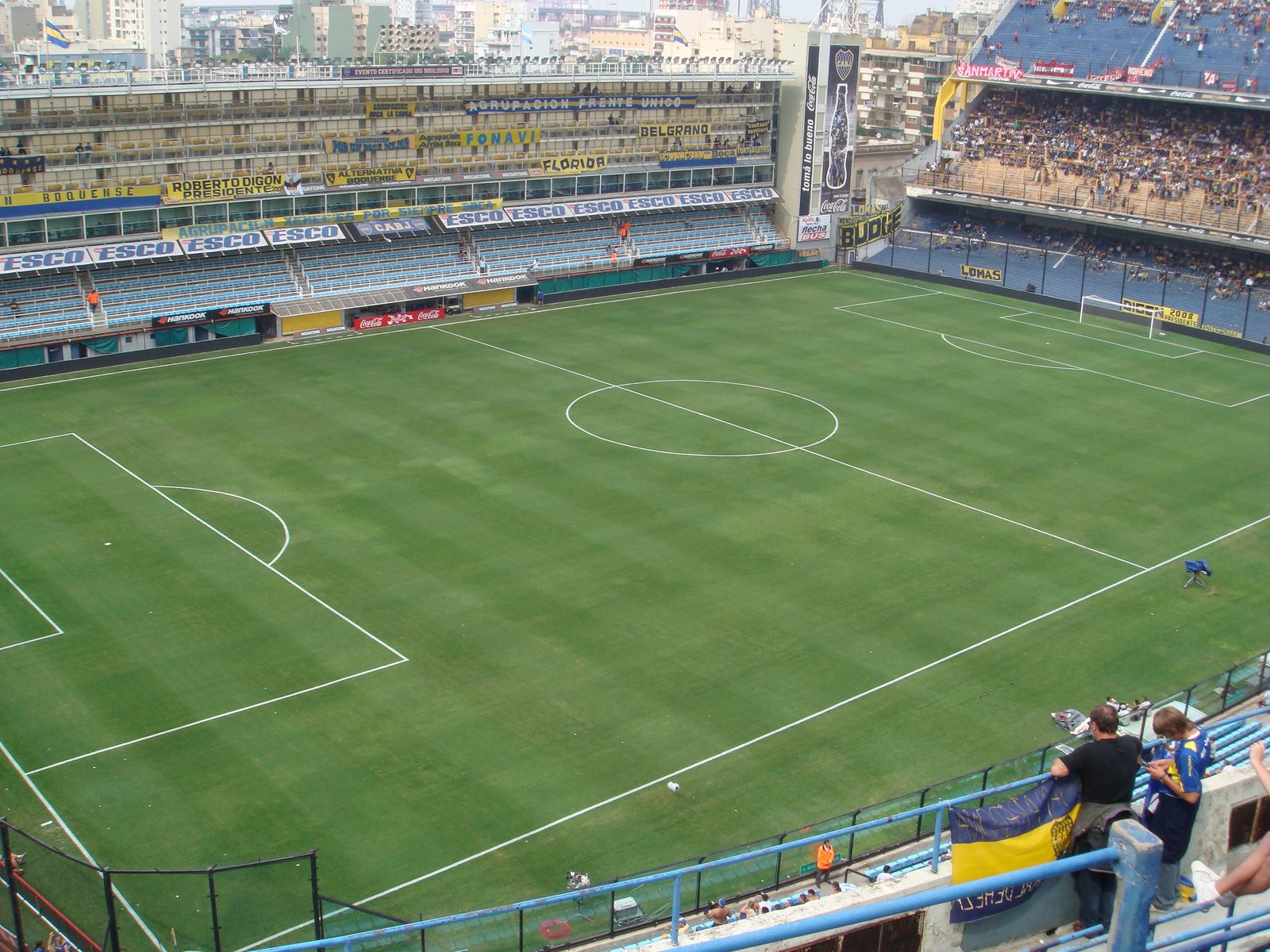 Looking out over the pitch at La Bombonera