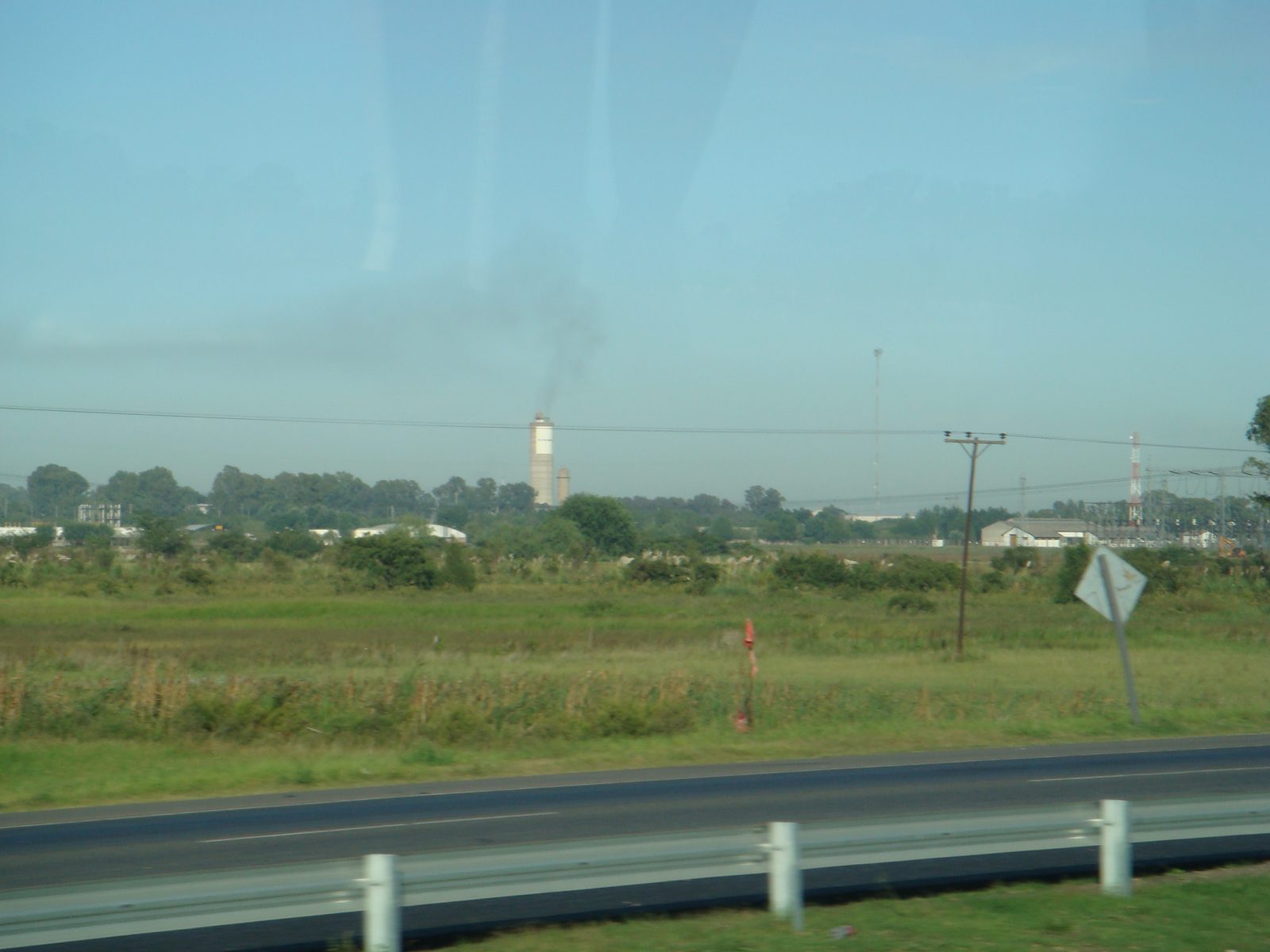 Smoke stacks marking the industrial area near Zárate
