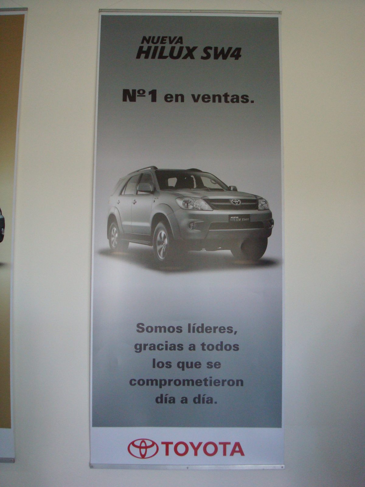 An ad for the new Hilux at the Toyota plant