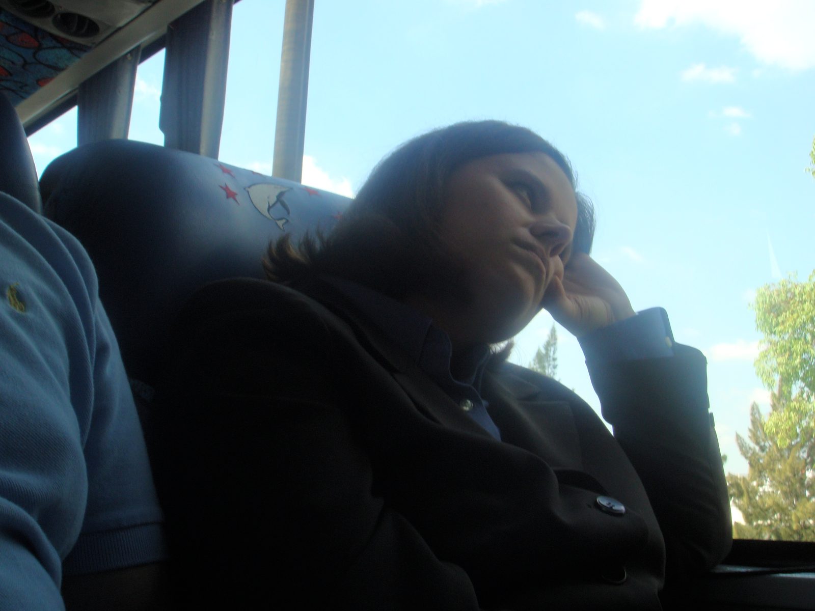 Dozing against the window on the long bus tour