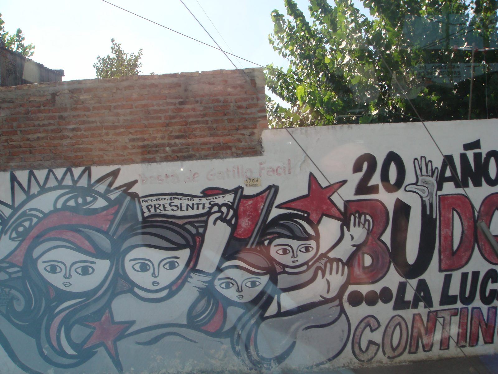 A street mural glimpsed along the route
