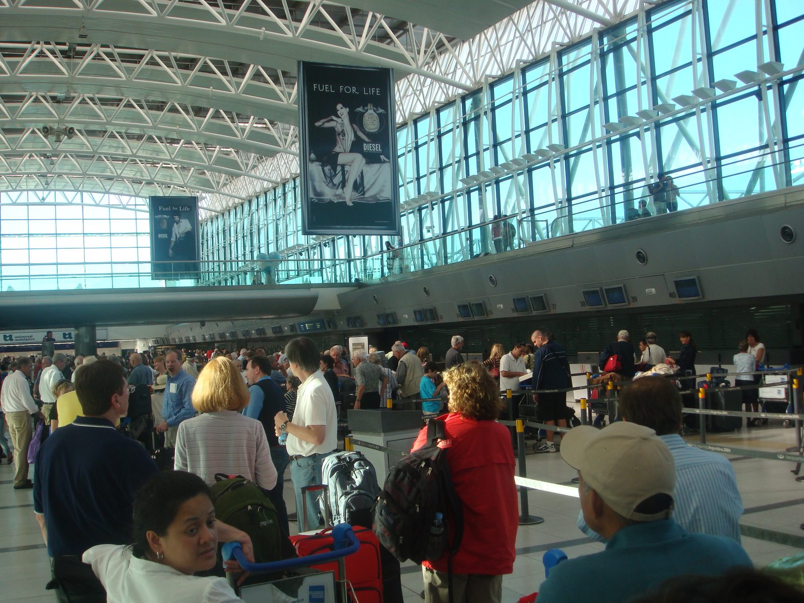 Checking in at Ezeiza for our flight home