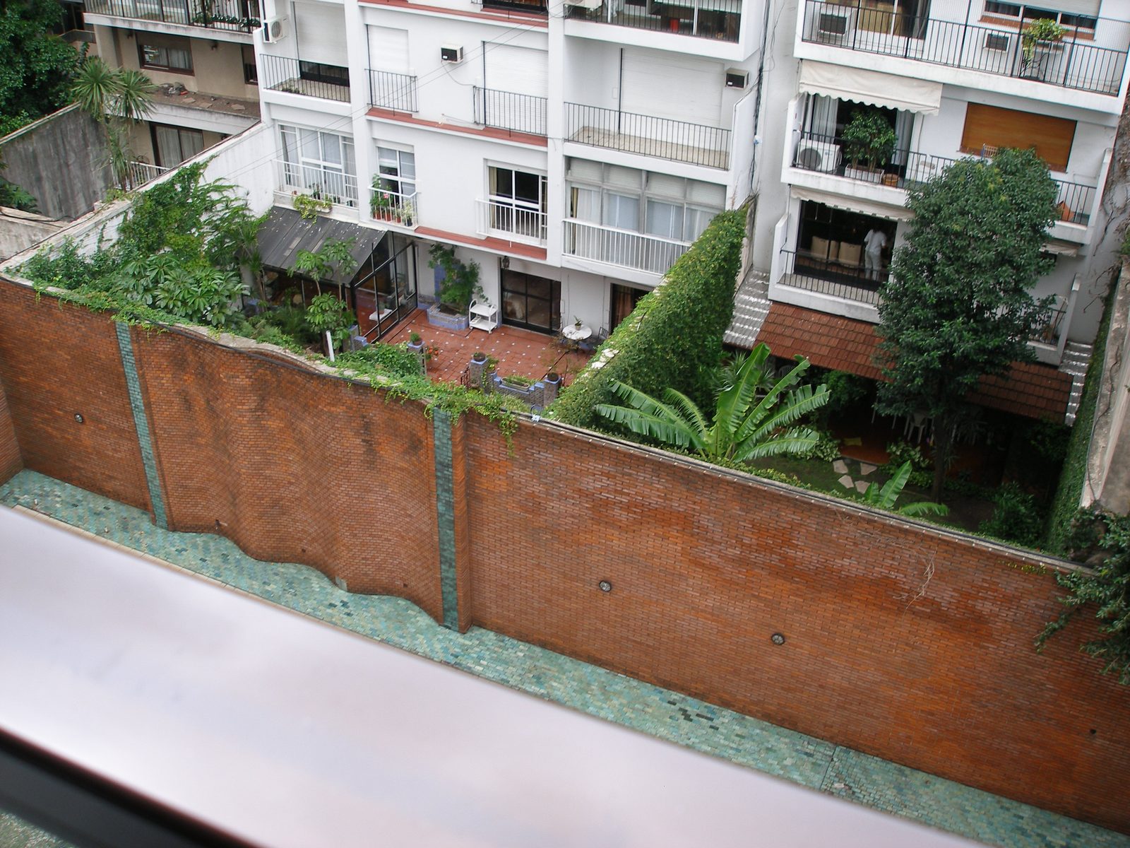 The garden courtyard below our balcony
