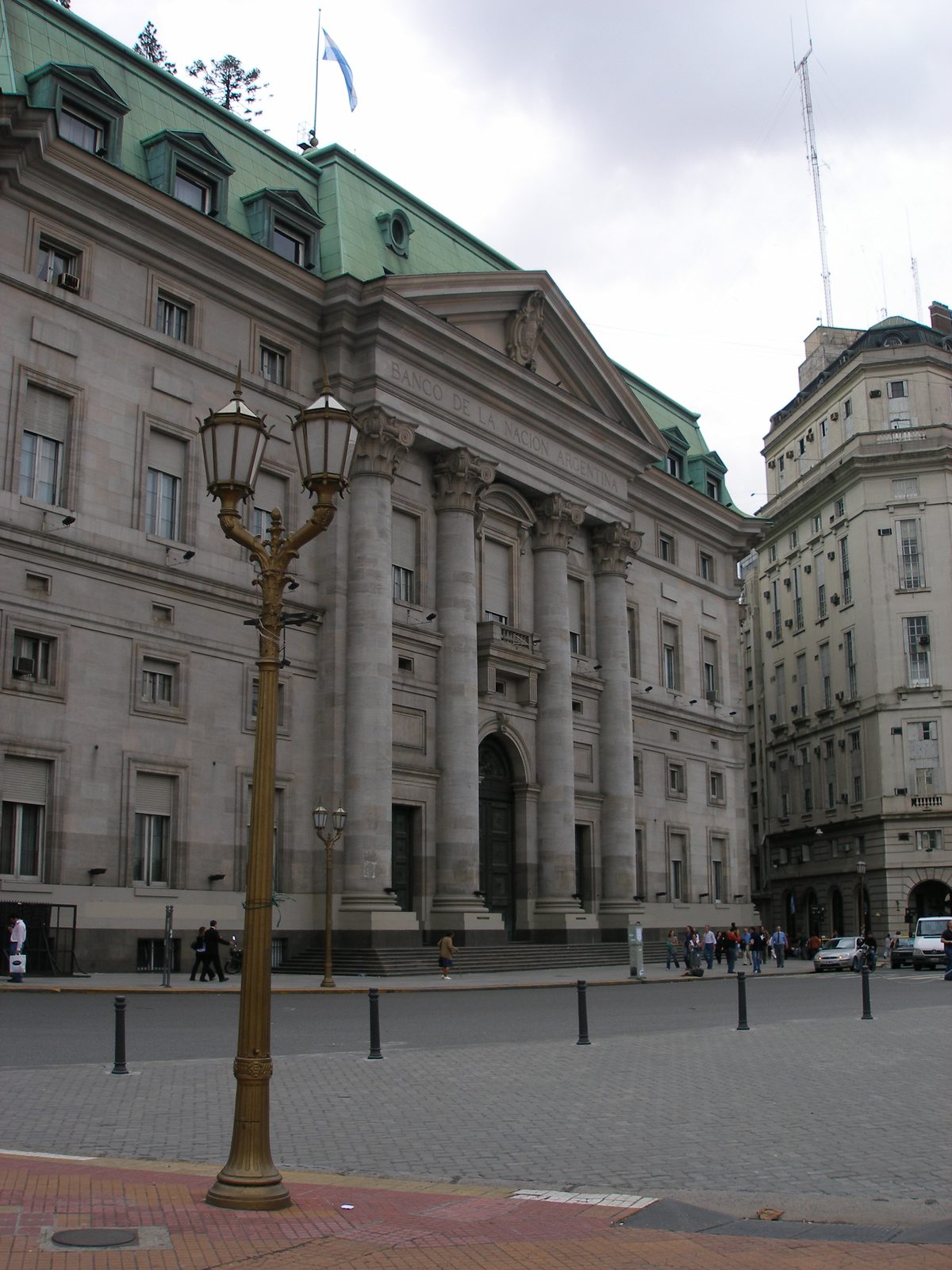 A grand columned building on Plaza de Mayo