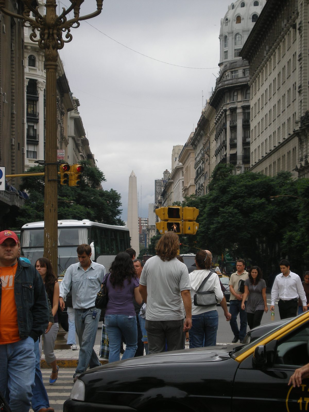 A busy downtown corner on our walk toward Retiro