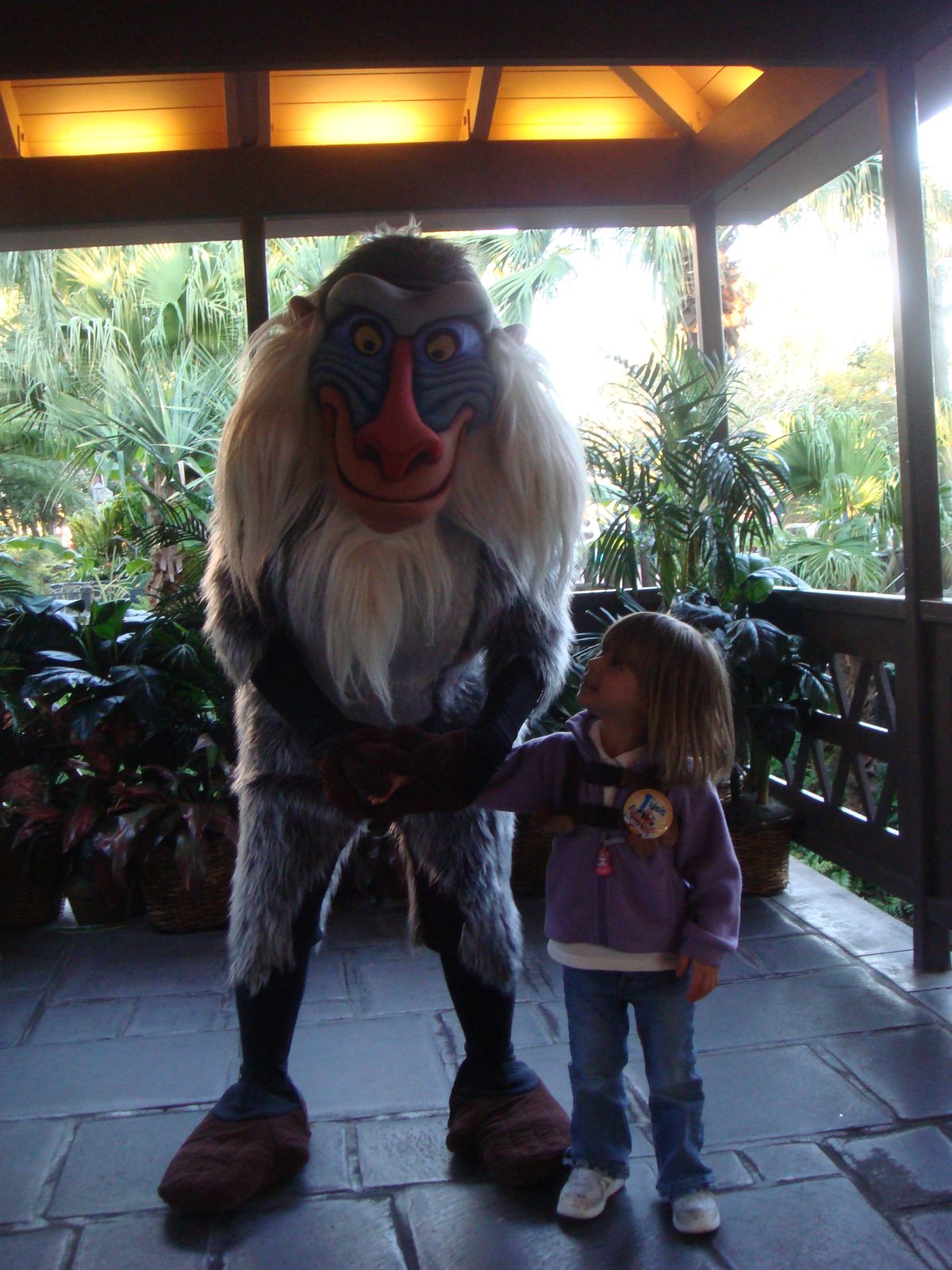 Lisa meets Rafiki by the castle stage