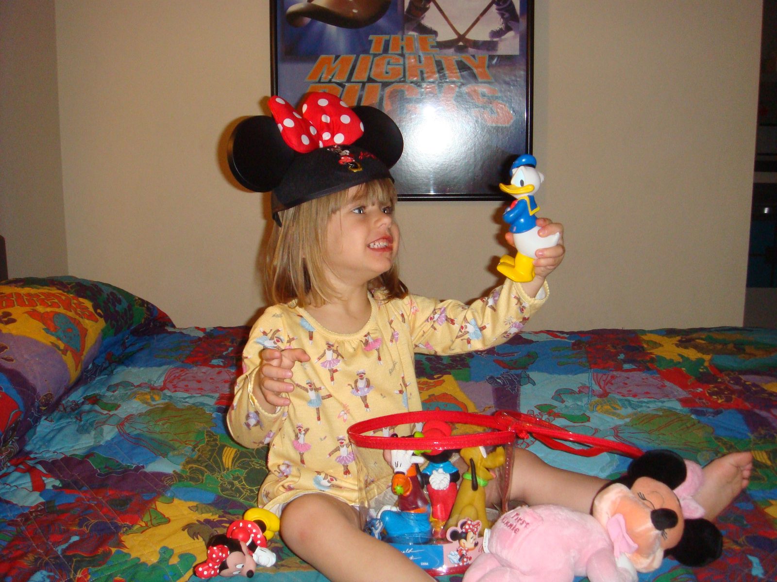Lisa playing with her new toys before bed