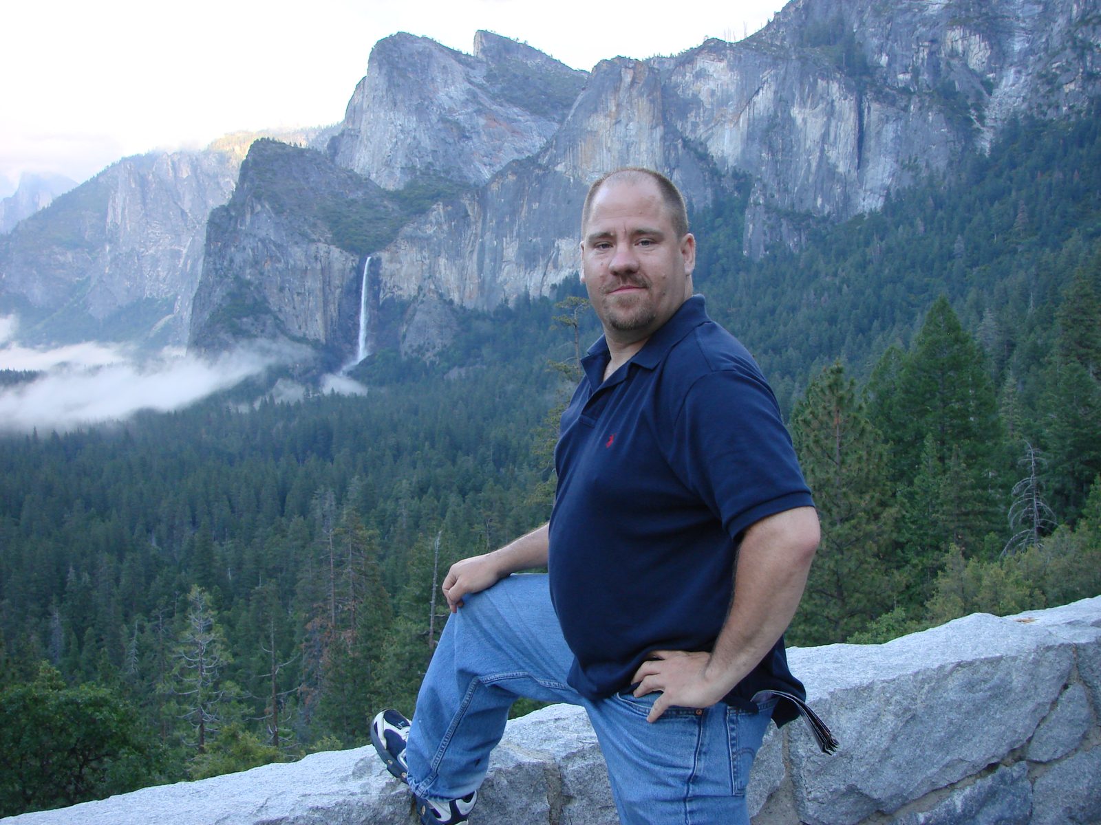 Michael at Tunnel View with Bridalveil Fall below