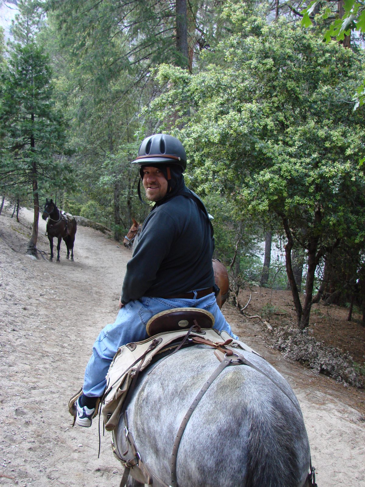 Me on muleback heading out of the valley