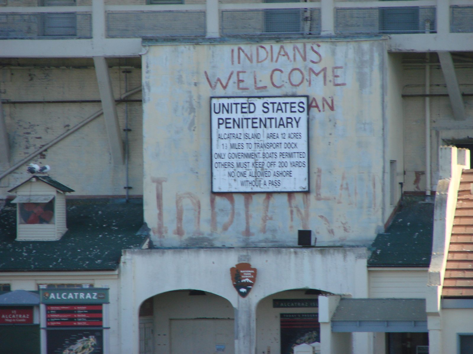 The old penitentiary sign on Alcatraz
