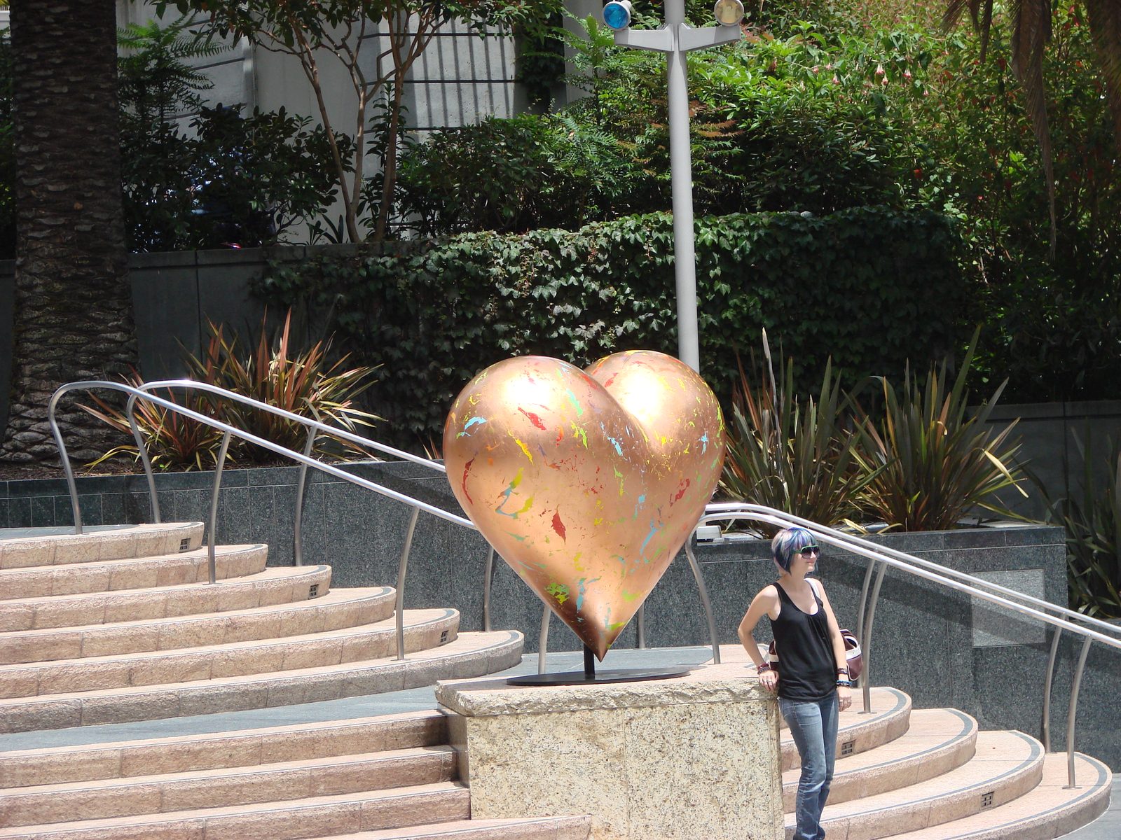 One of the golden heart sculptures downtown
