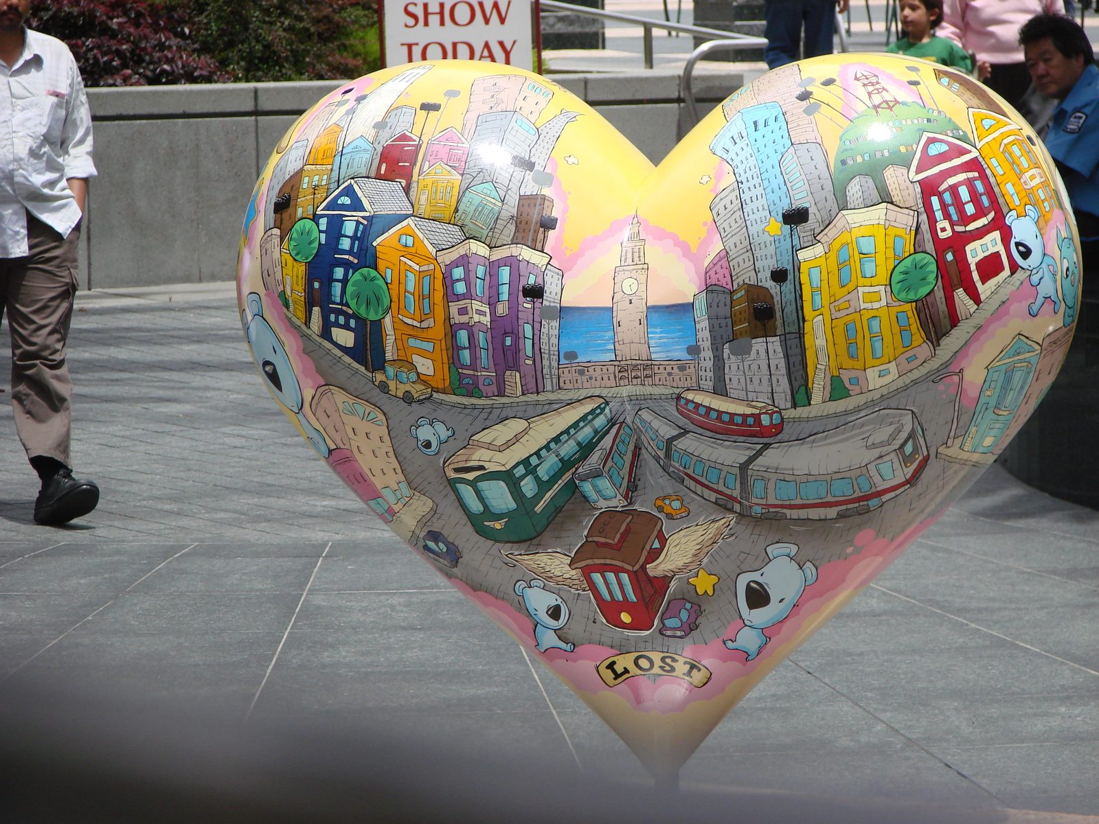 Another of the city's heart sculptures