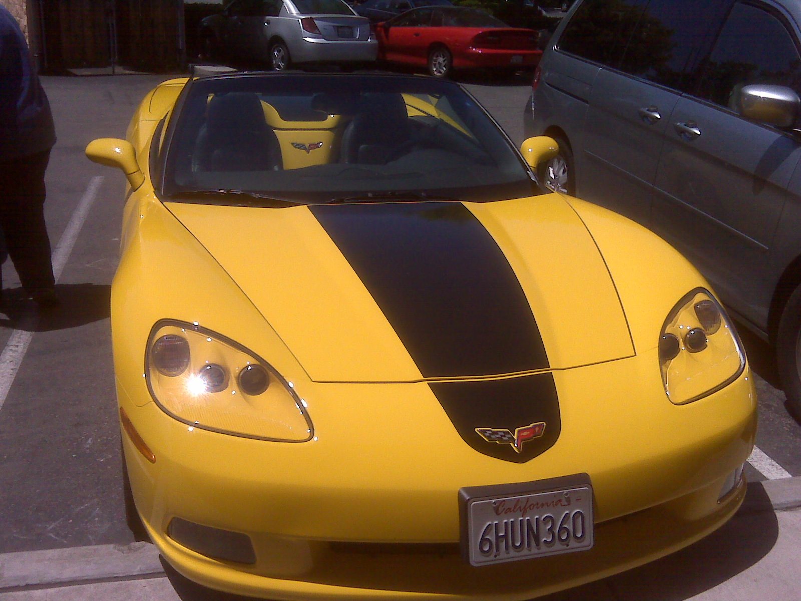 Our rental, a yellow Corvette convertible