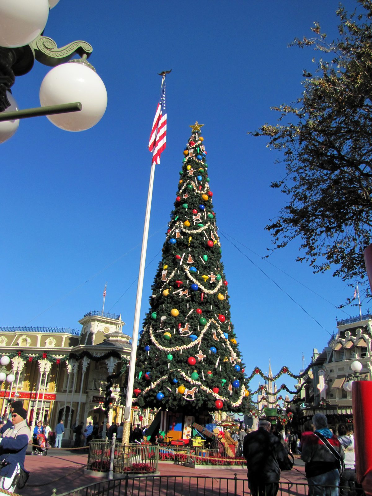 The giant Christmas tree on Main Street