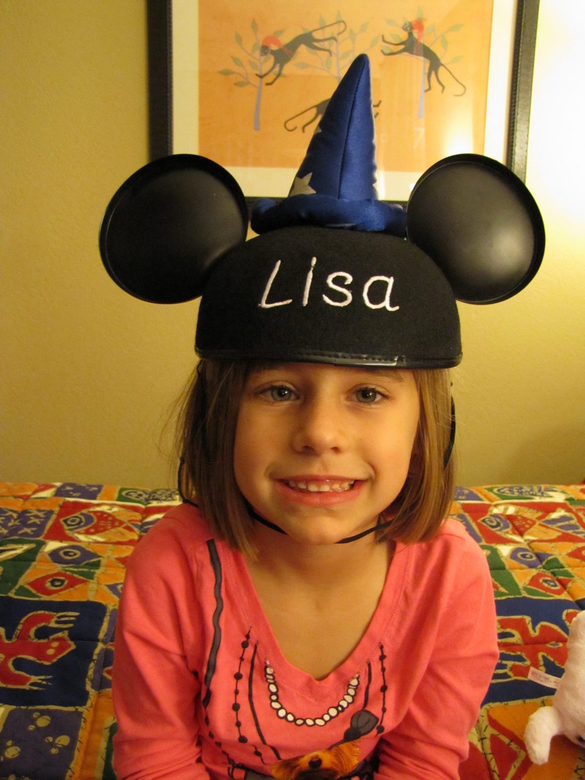 Lisa in her new Mickey ears with her name on them