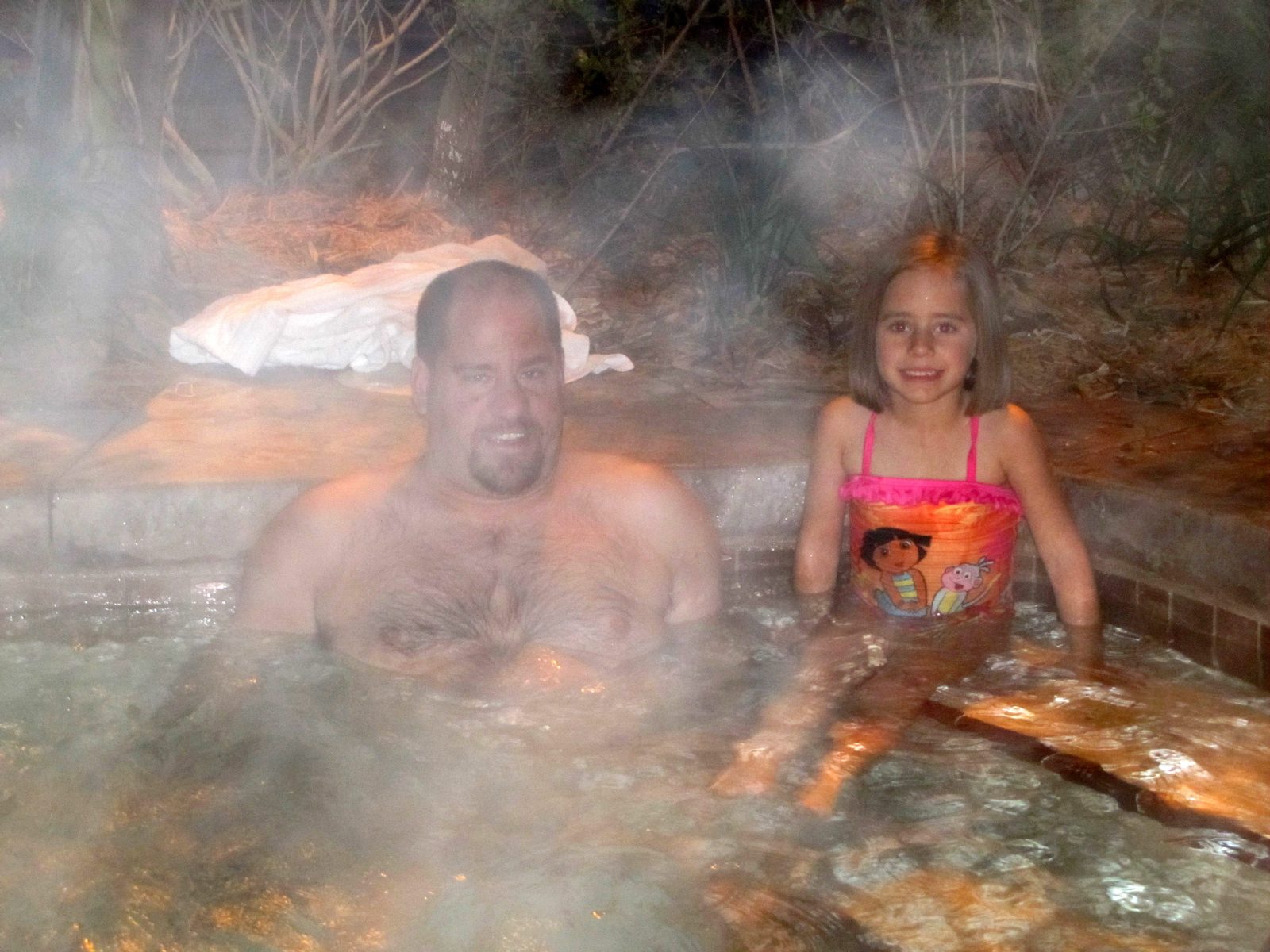 Soaking in the hot tub with Lisa