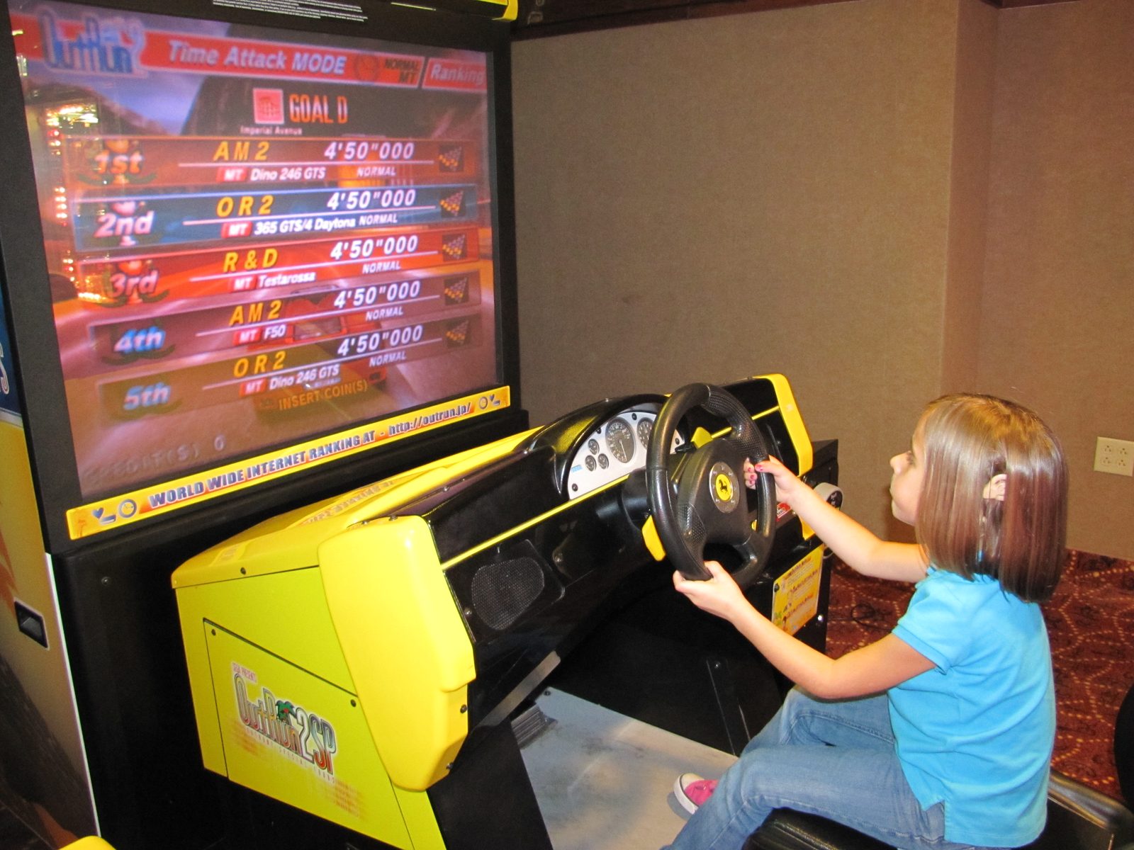 Lisa's turn at the racing game