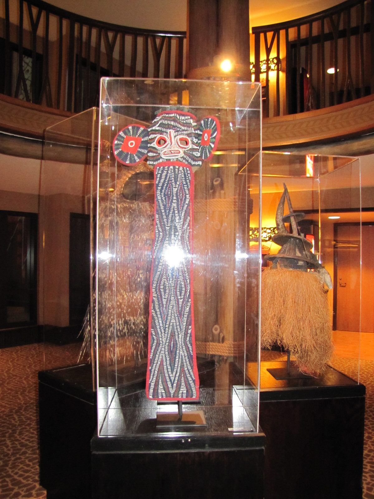 African artwork on display in the lodge's lobby
