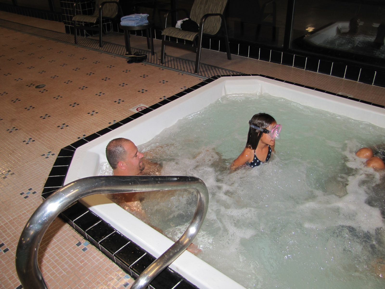 The three of us warming up in the hot tub