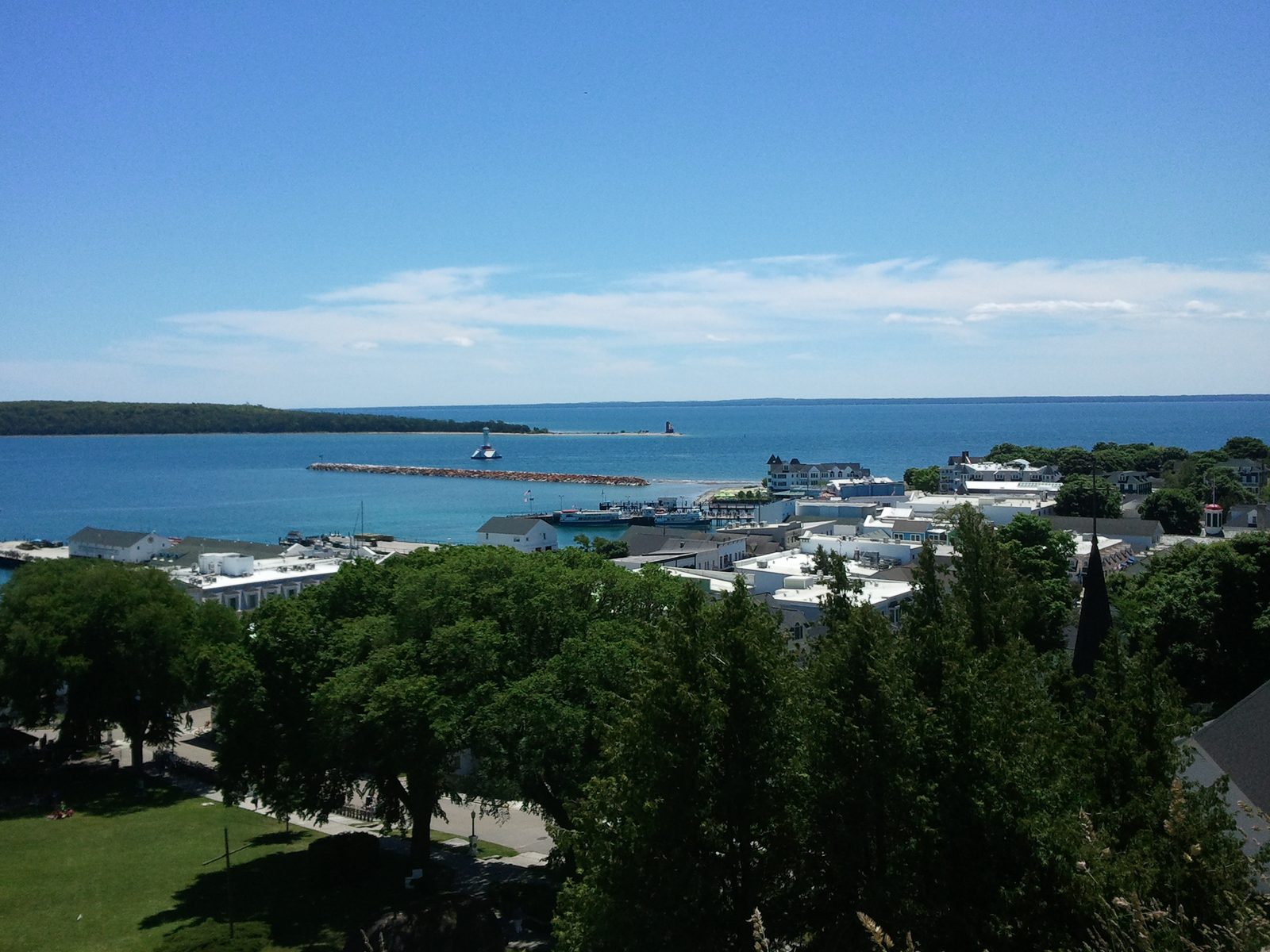 The town and harbor from Fort Mackinac