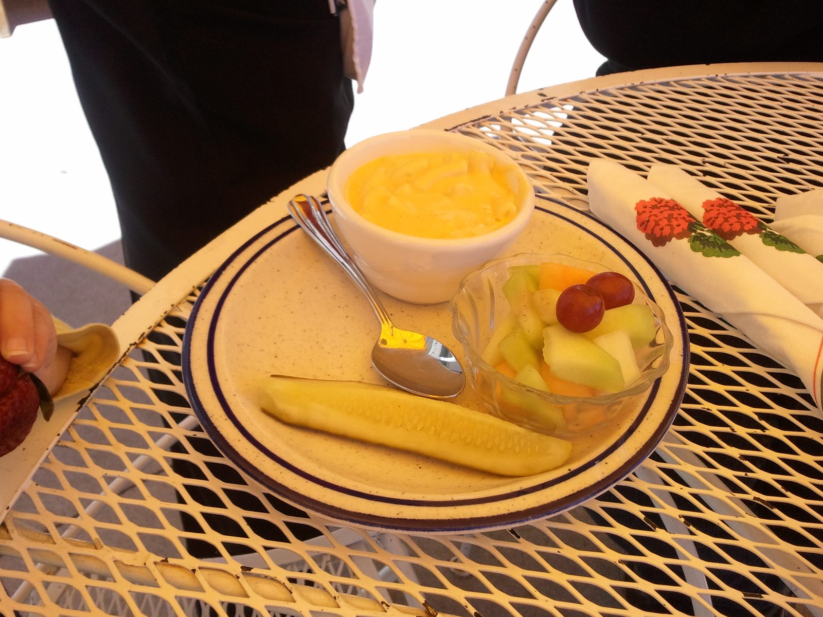 Soup and fresh fruit for lunch