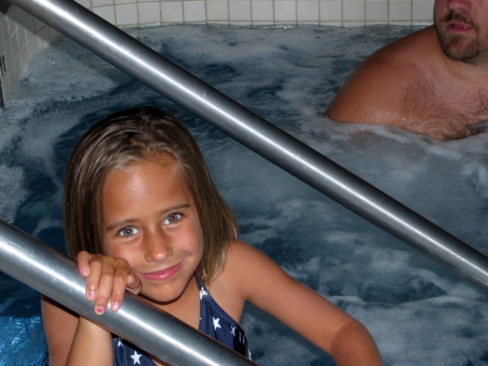 Lisa and Michael in the hotel hot tub