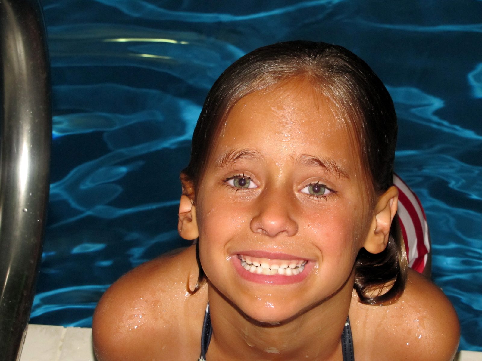 Lisa in the pool that evening
