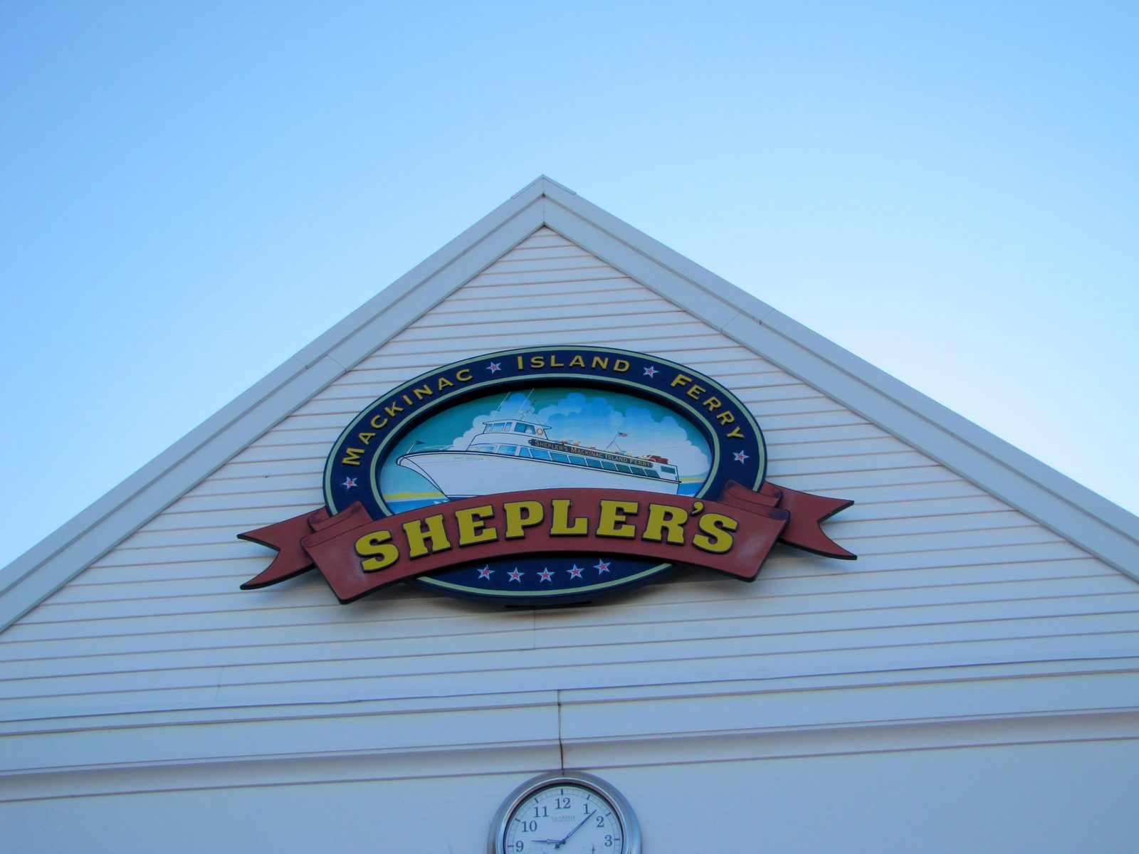 The Shepler's ferry sign in St. Ignace