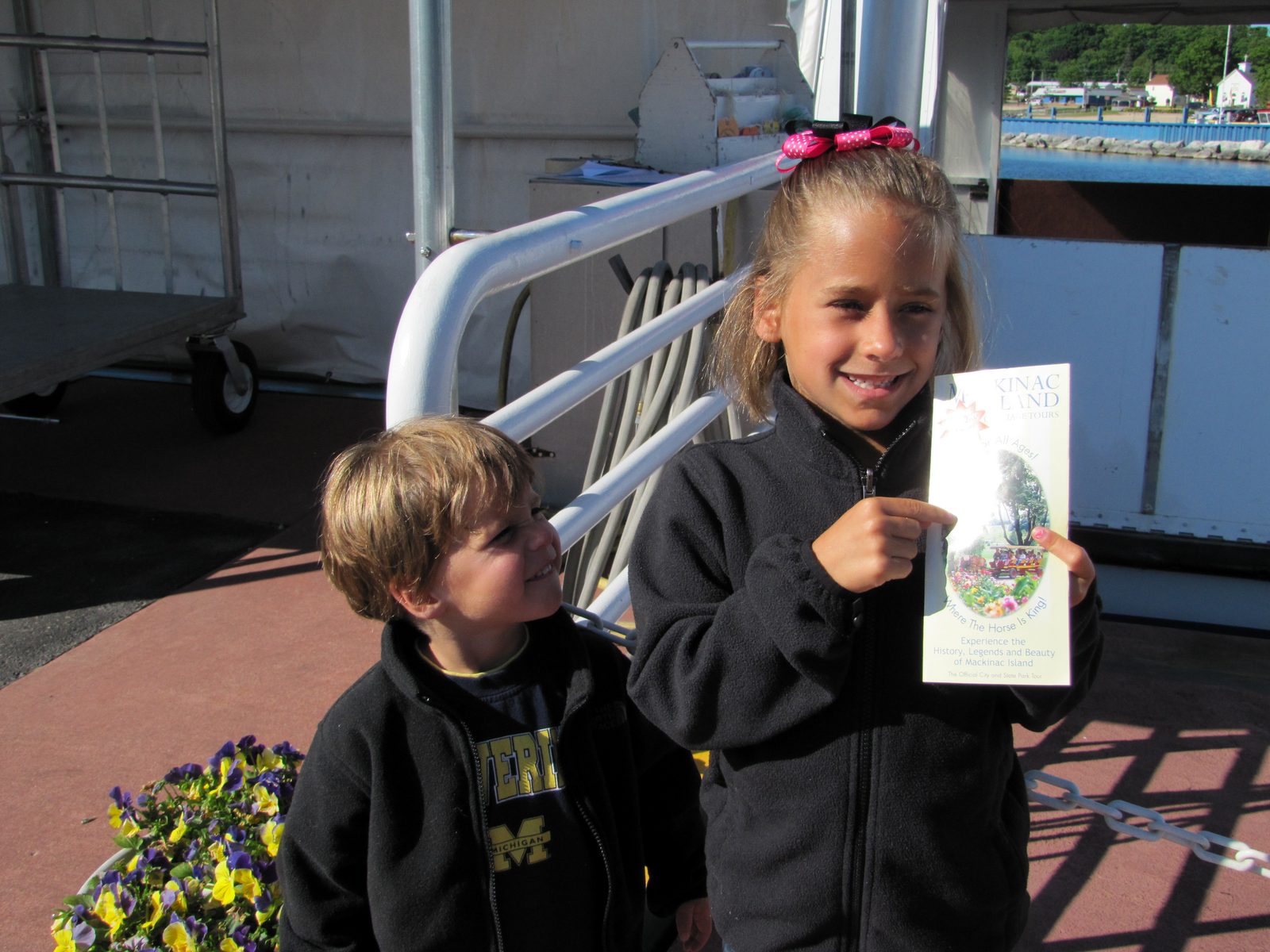 Lisa and Thomas with the butterfly brochure at Shepler's