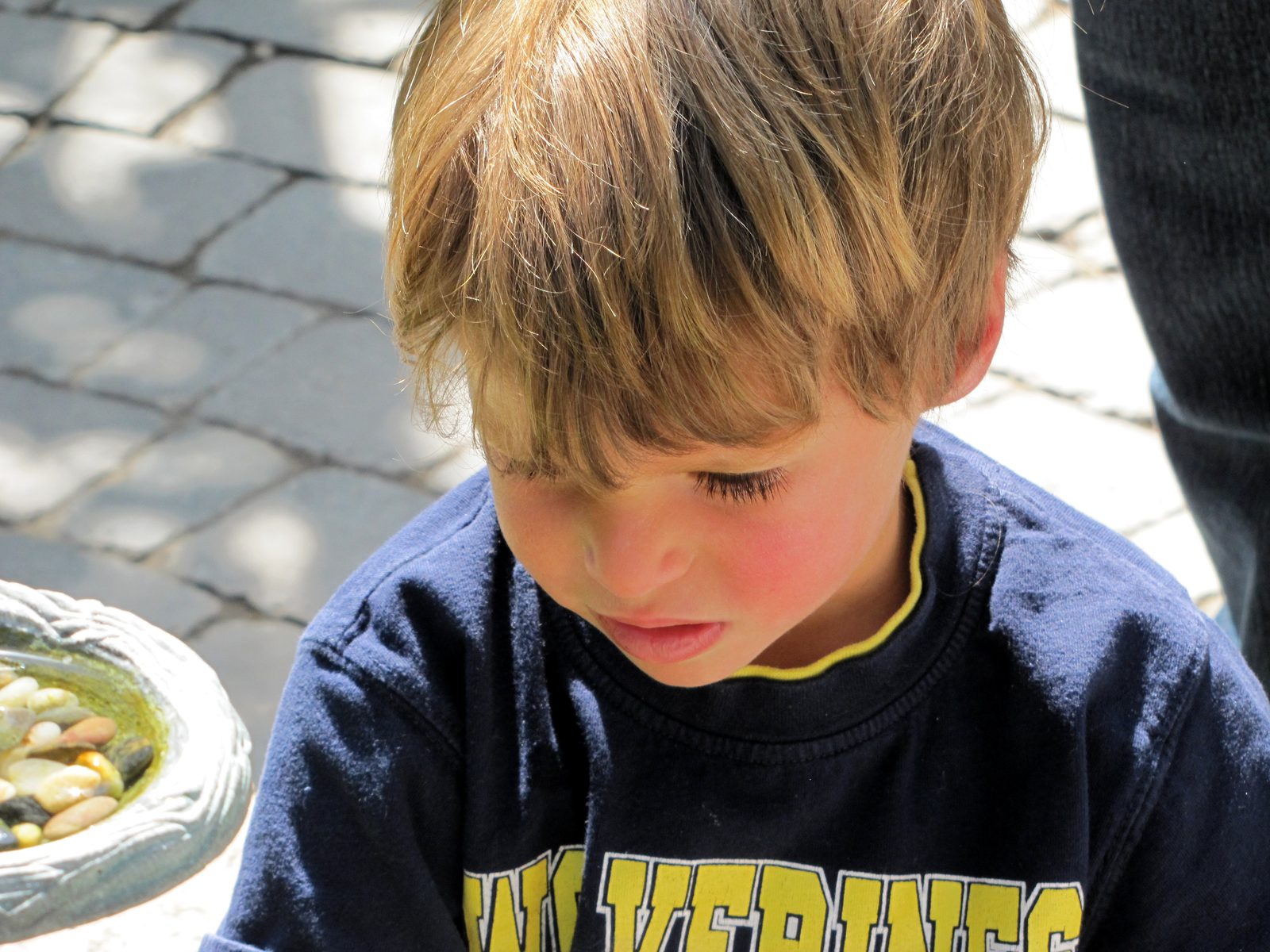 Thomas at the butterfly house, not a happy camper