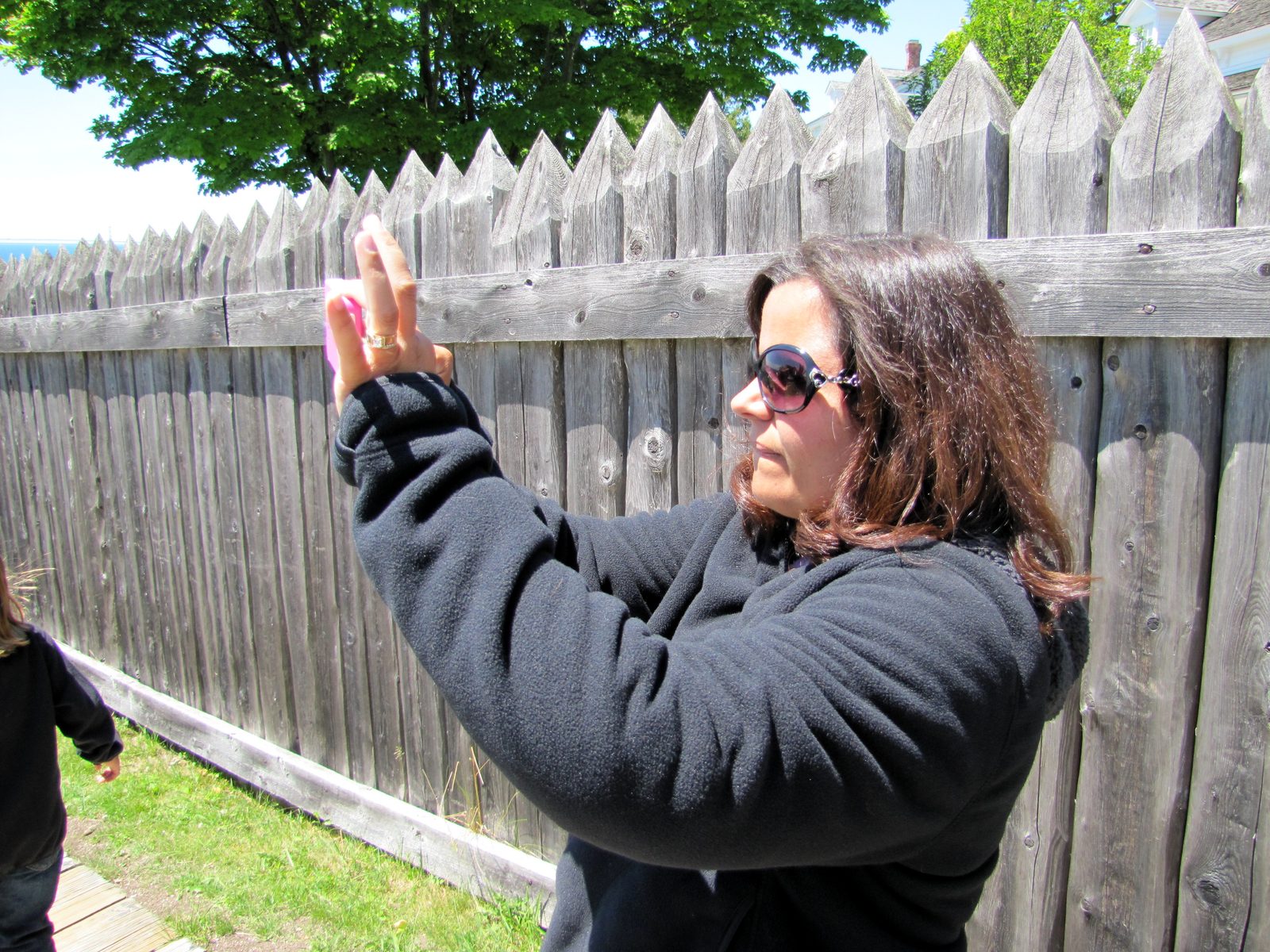 Kathy taking pictures at Fort Mackinac