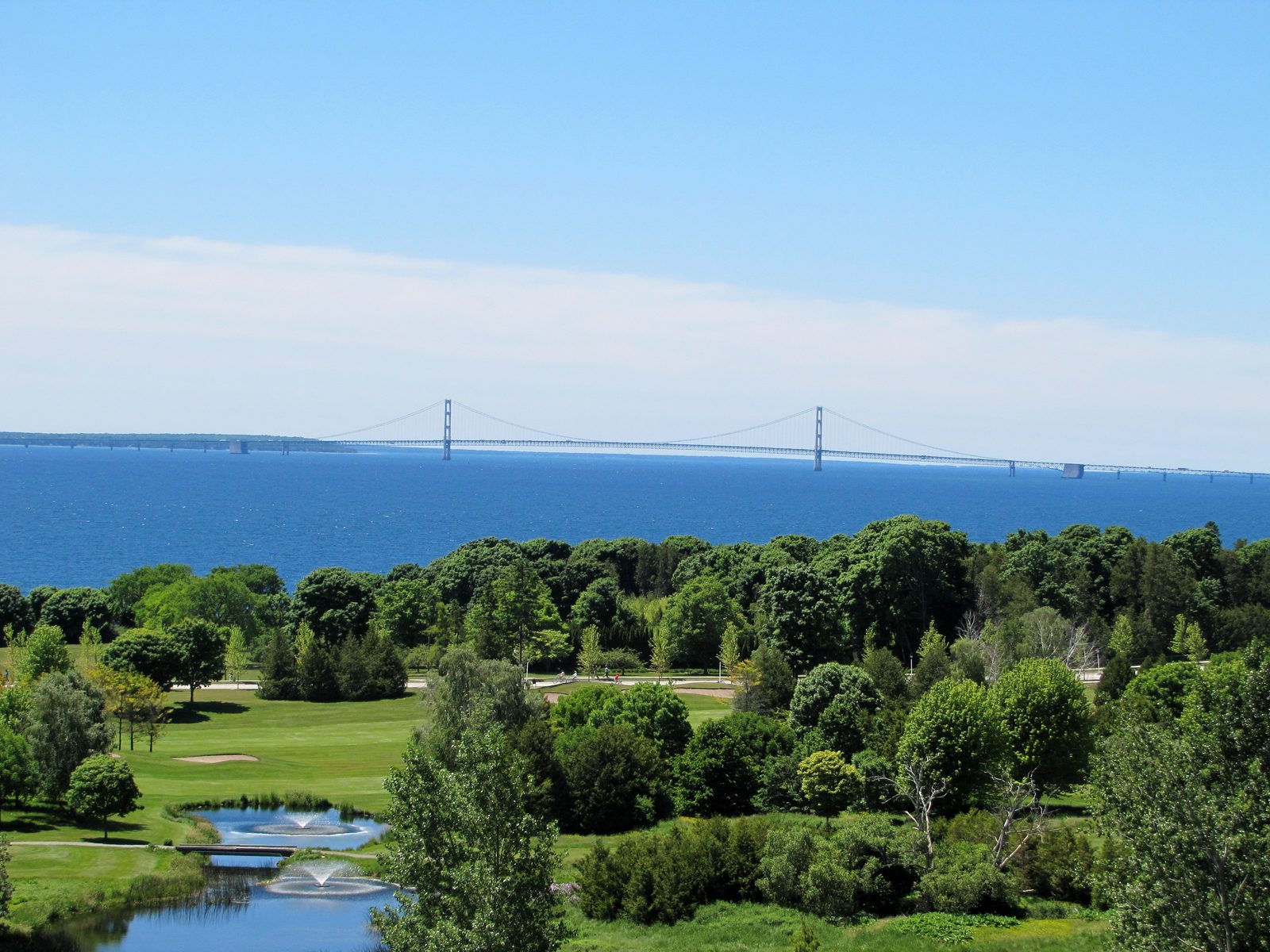 The Mackinac Bridge from Fort Mackinac