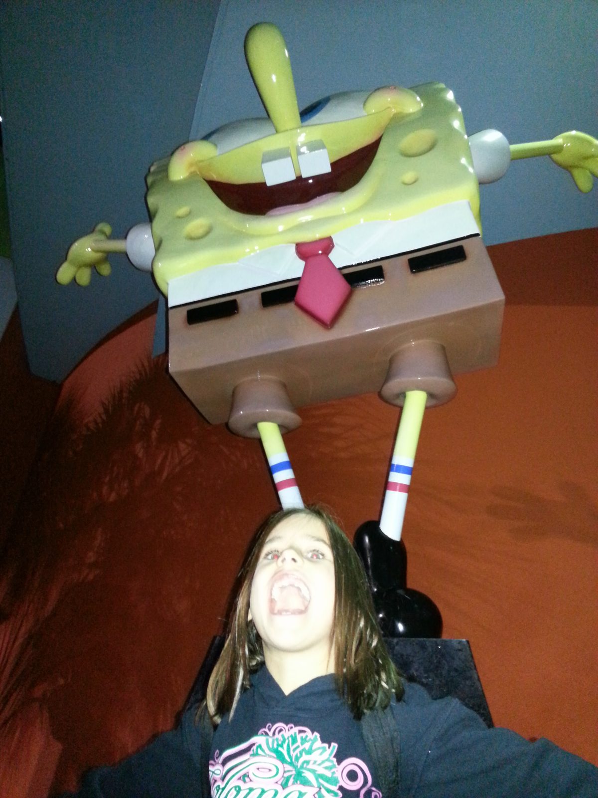 Lisa's SpongeBob selfie in the lobby