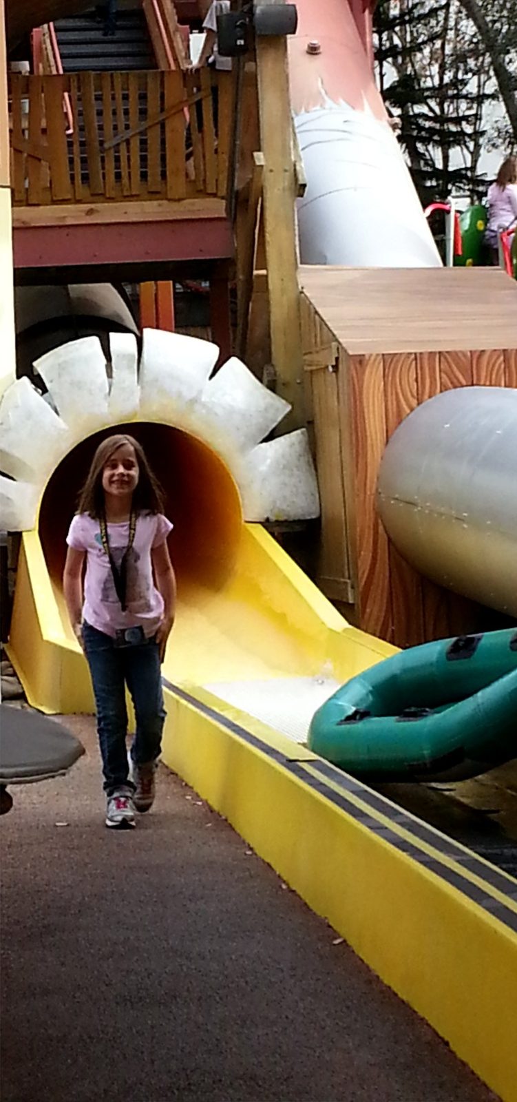 Lisa walking away from the tube slide