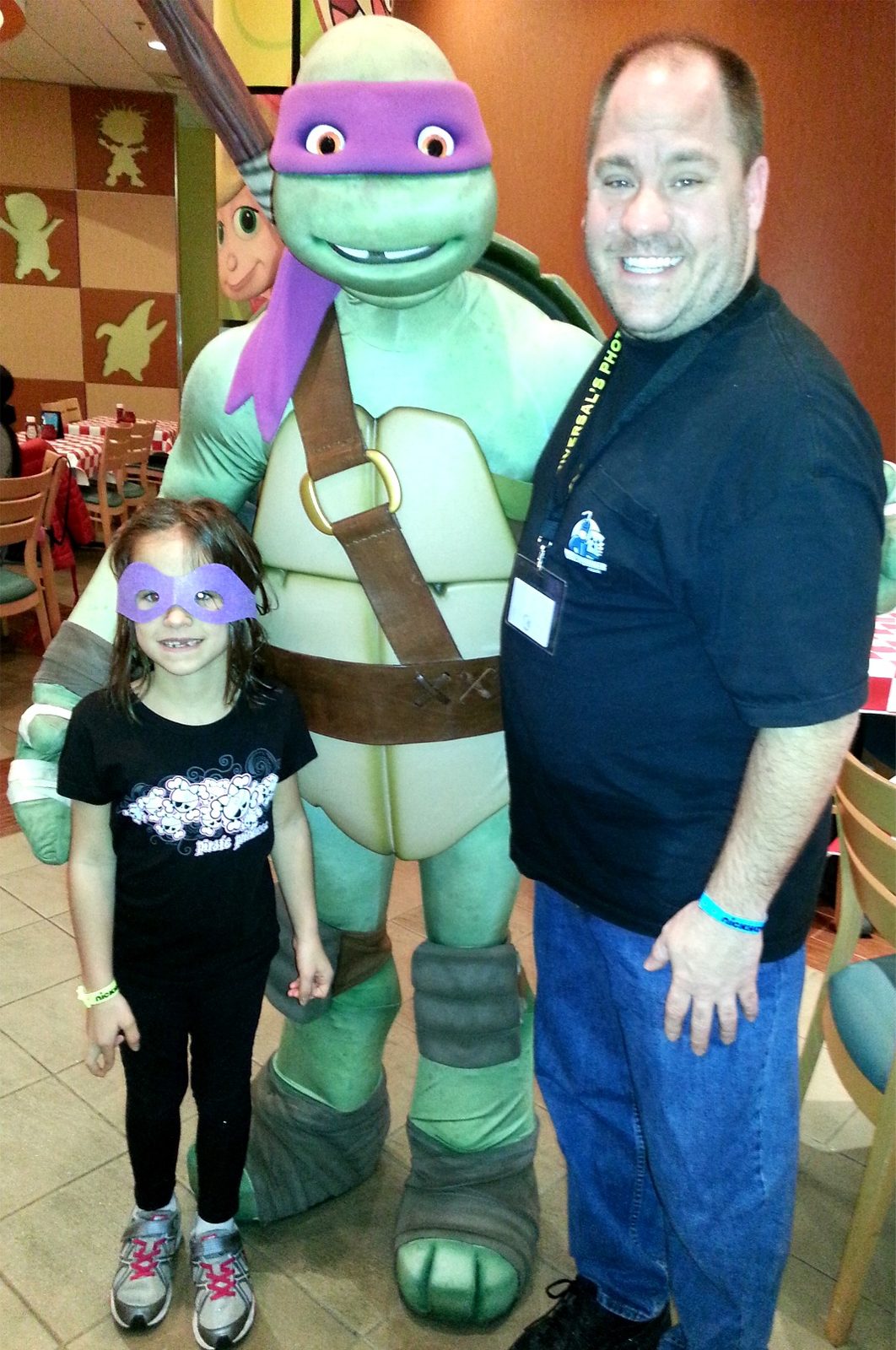 Lisa, Donatello and Michael at the resort pizza place