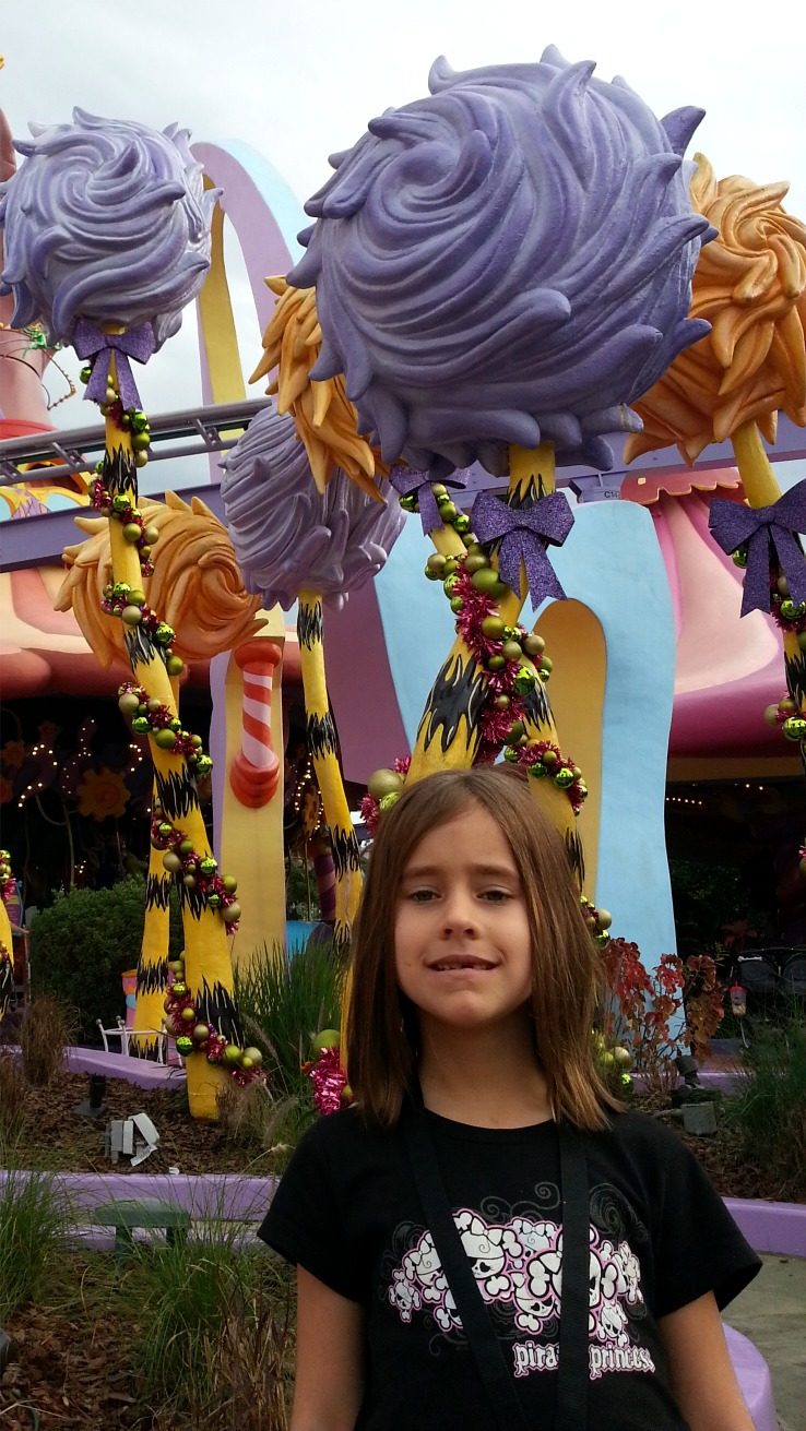 Lisa under the Truffula trees in Seuss Landing