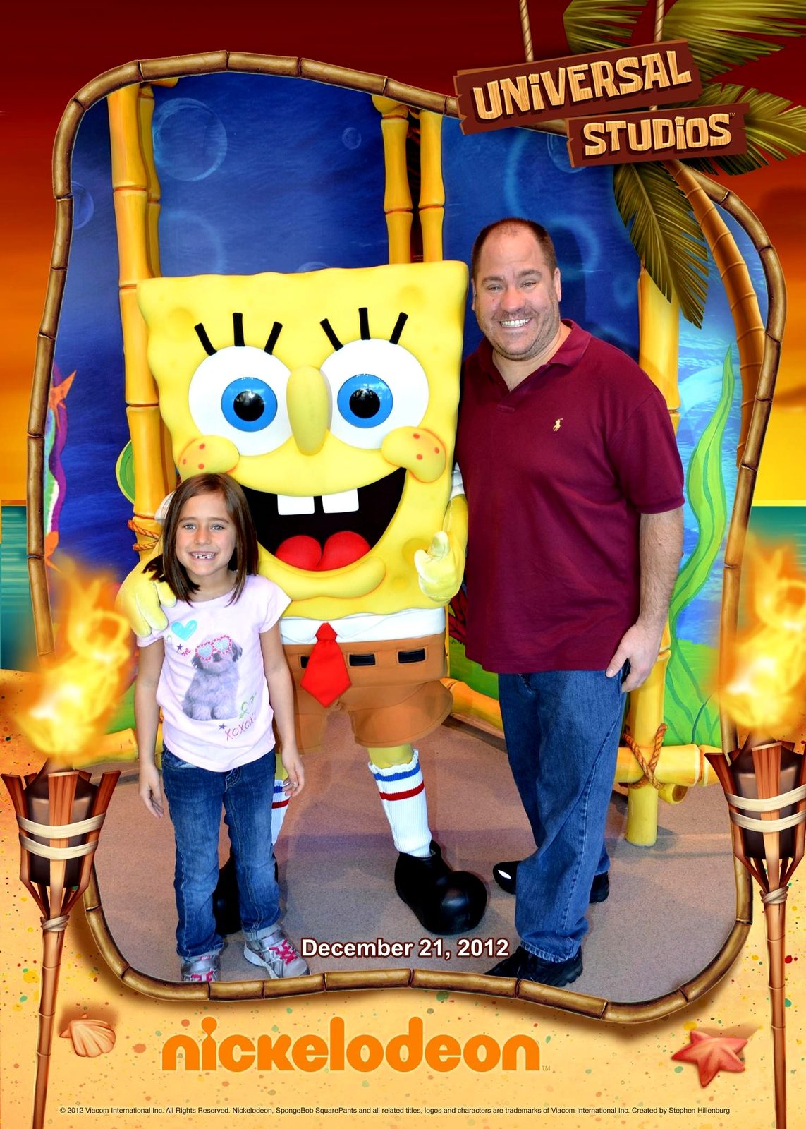 Lisa, SpongeBob and Michael in a Universal souvenir photo