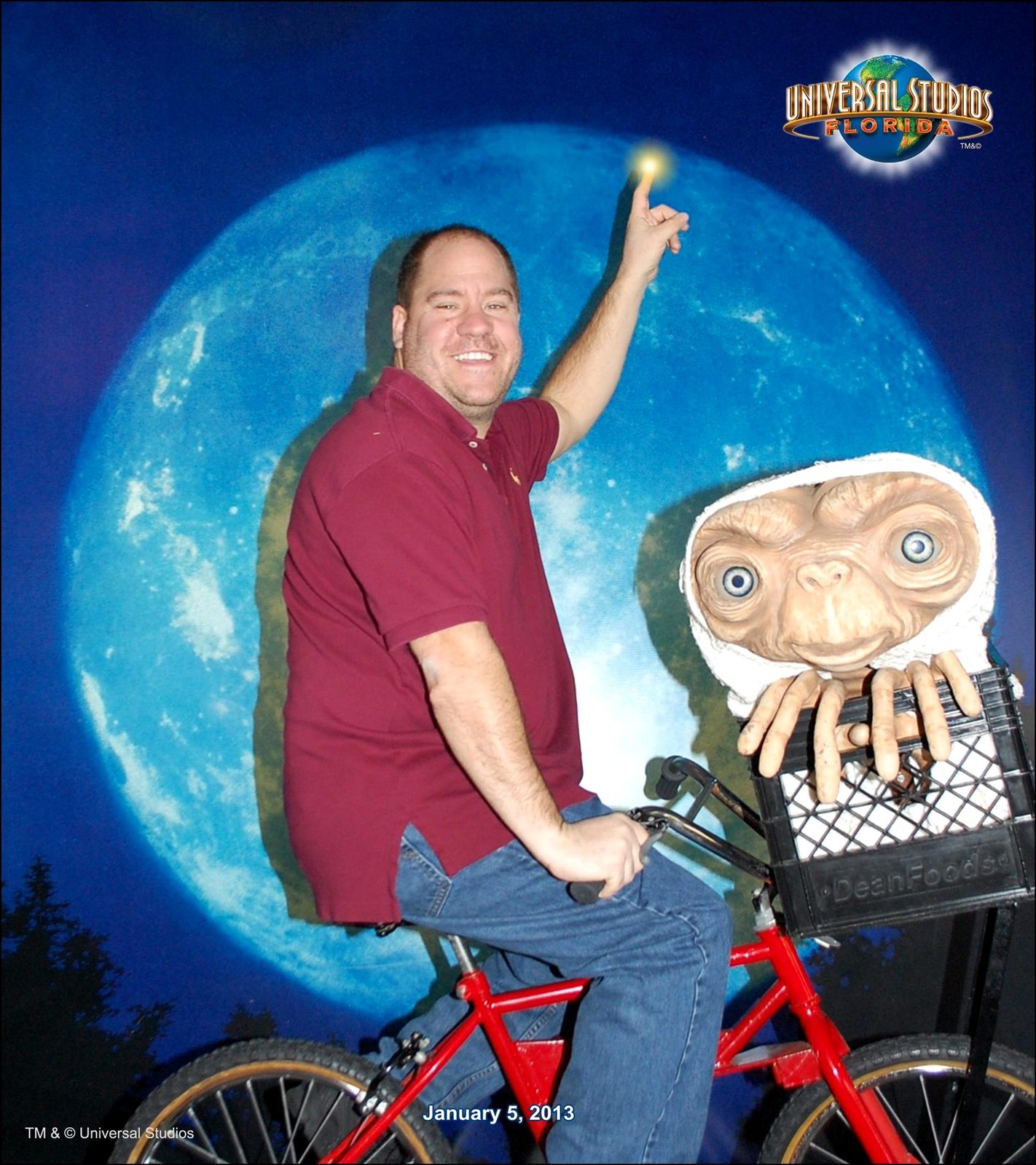 Michael on the E.T. bike in a souvenir photo