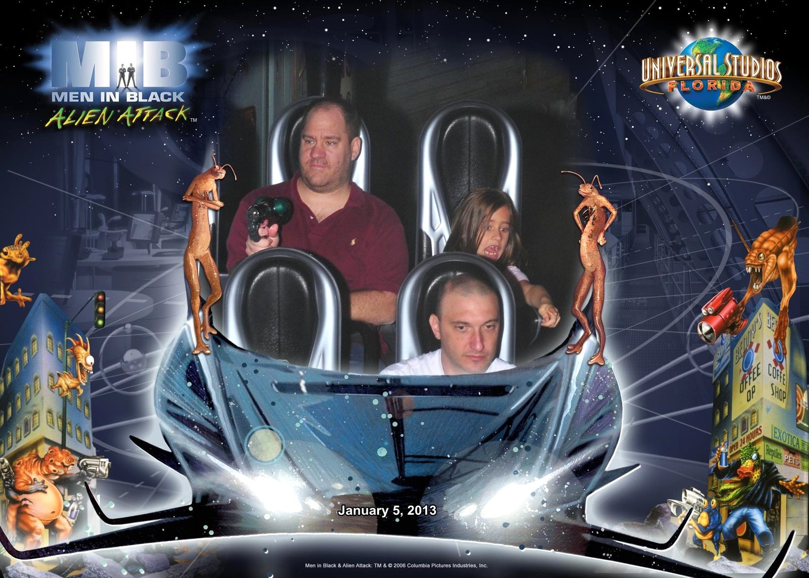Lisa and Michael in the Men in Black ride photo