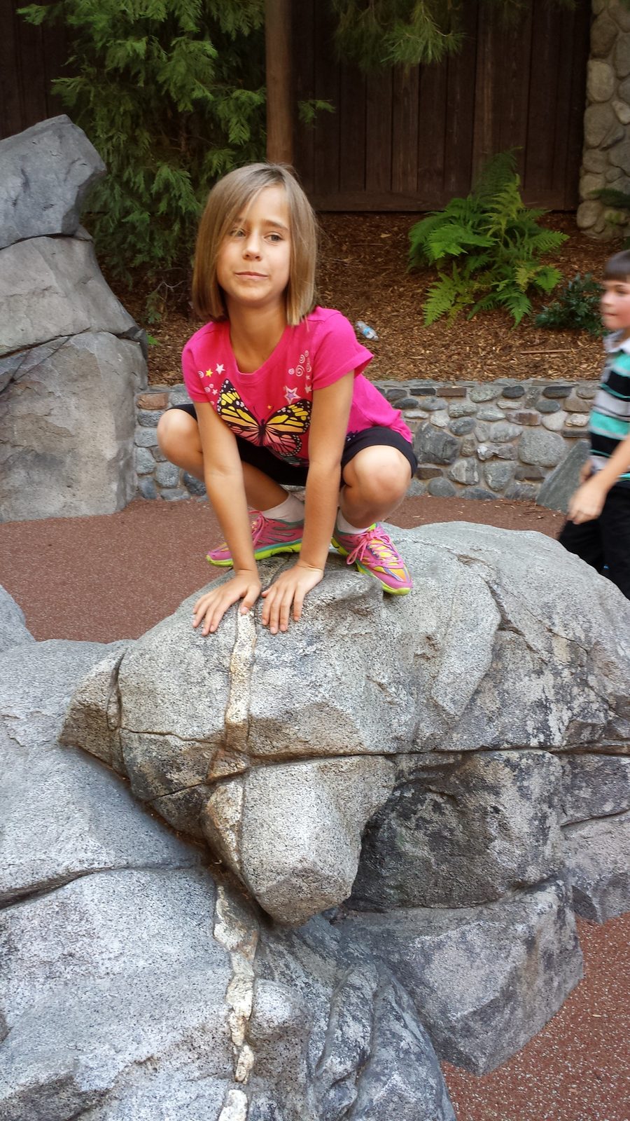 Lisa up on a boulder at Redwood Creek