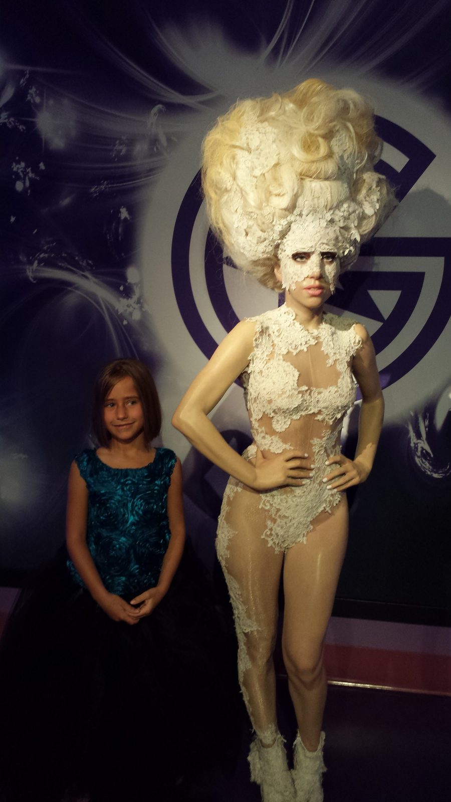 Lisa beside a wax Lady Gaga