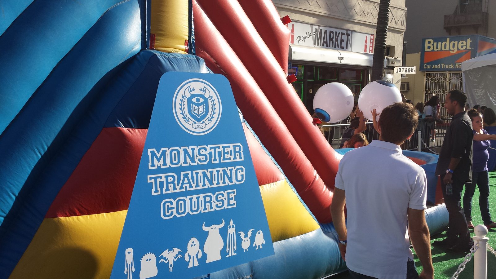 The Monster Training Course bounce house at the tailgate party