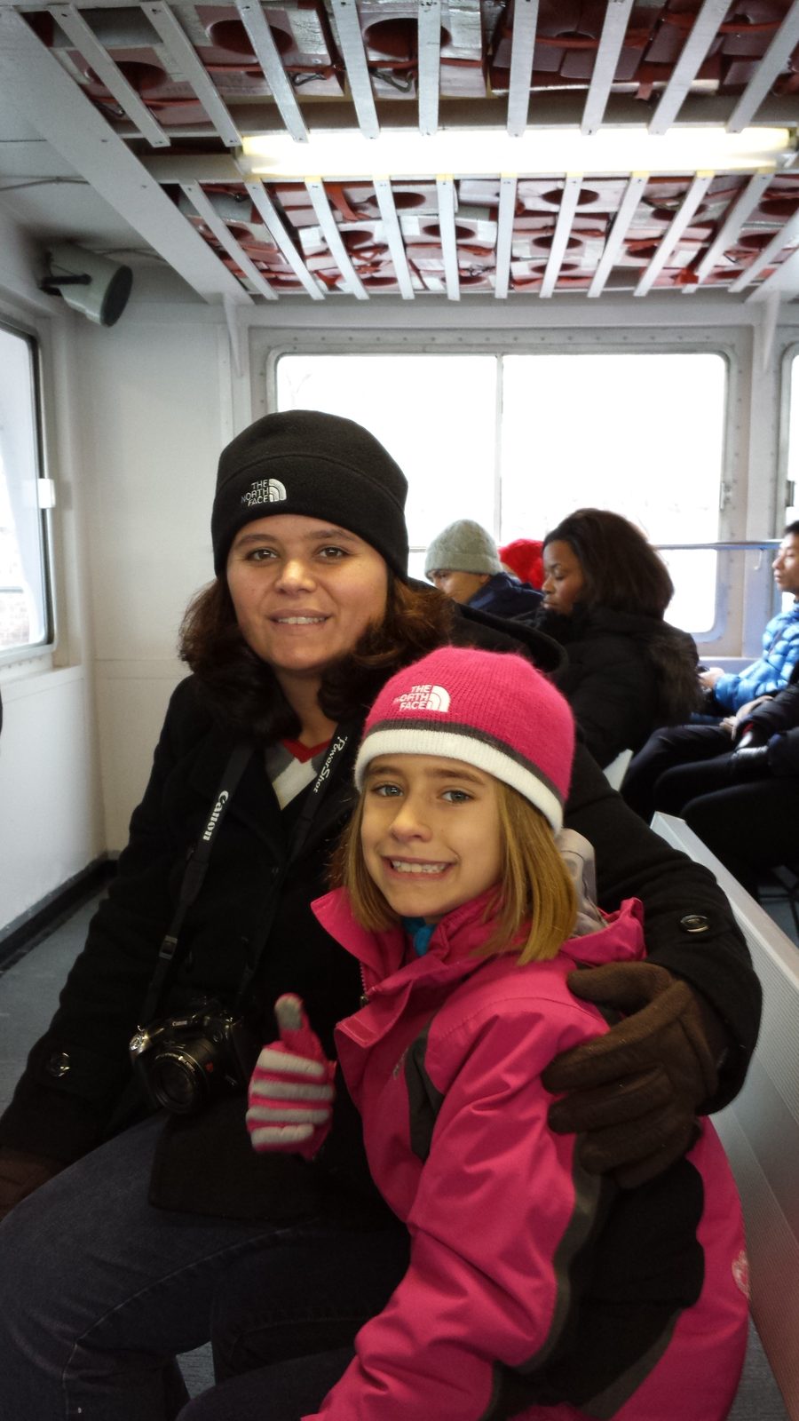 Kathy and Lisa on the boat to Liberty Island