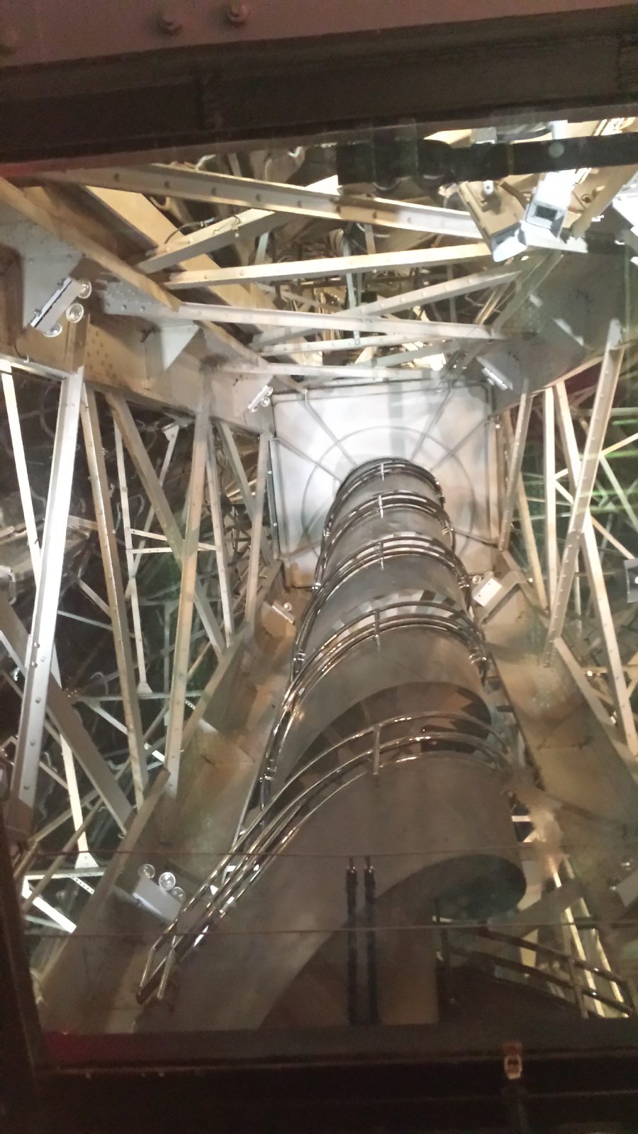 Looking up inside the statue's frame