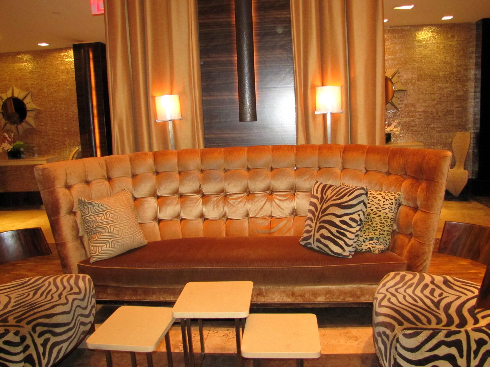 The zebra-print stools in The Empire Hotel lobby