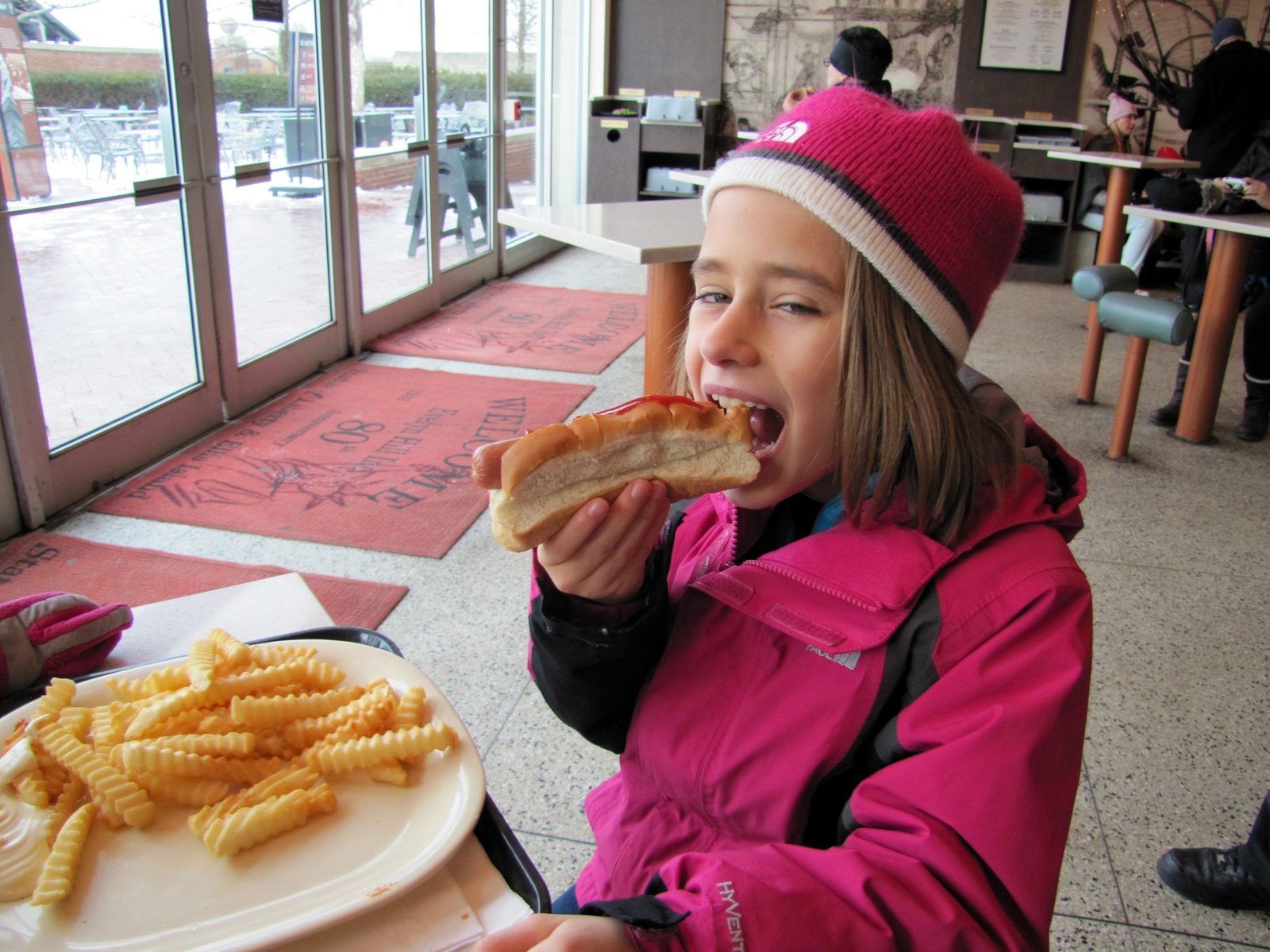 Lisa's breakfast of champions on Liberty Island
