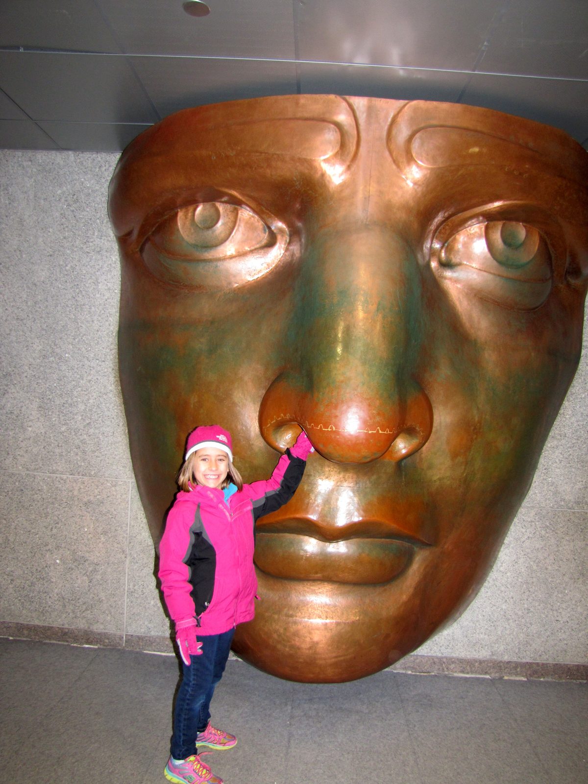 Lisa by the statue's original face cast
